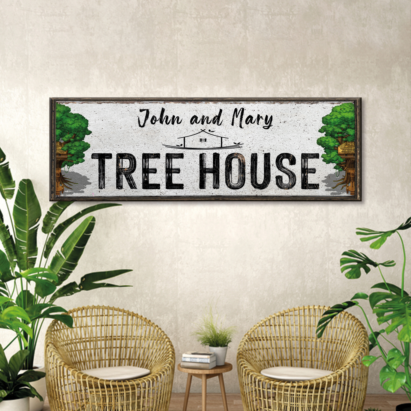 Tree House Name Sign | Customizable Canvas Style 1 - Image by Tailored Canvases