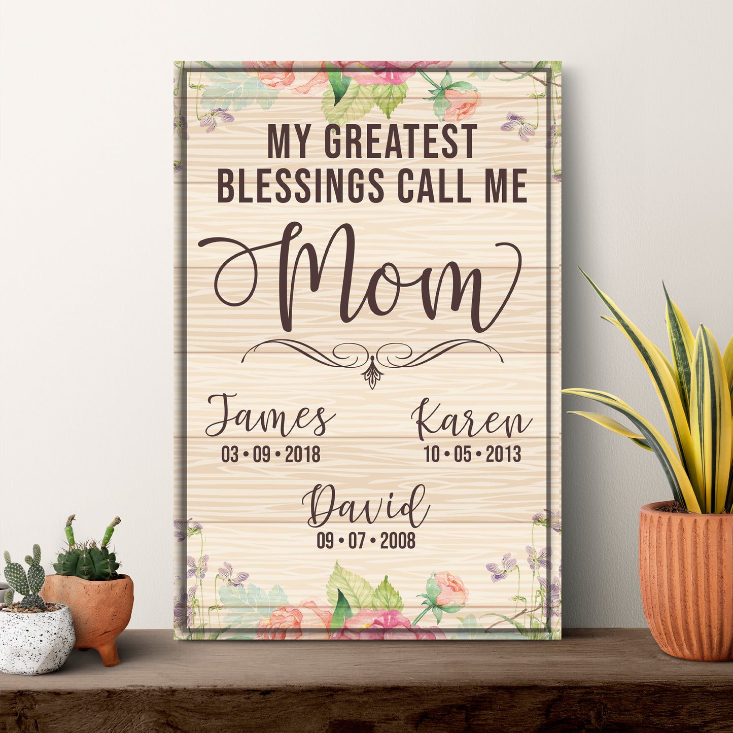  My Greatest Blessings Call Me Mom Happy Mother's Day Sign | Customizable Canvas Style 1 - Image by Tailored Canvases