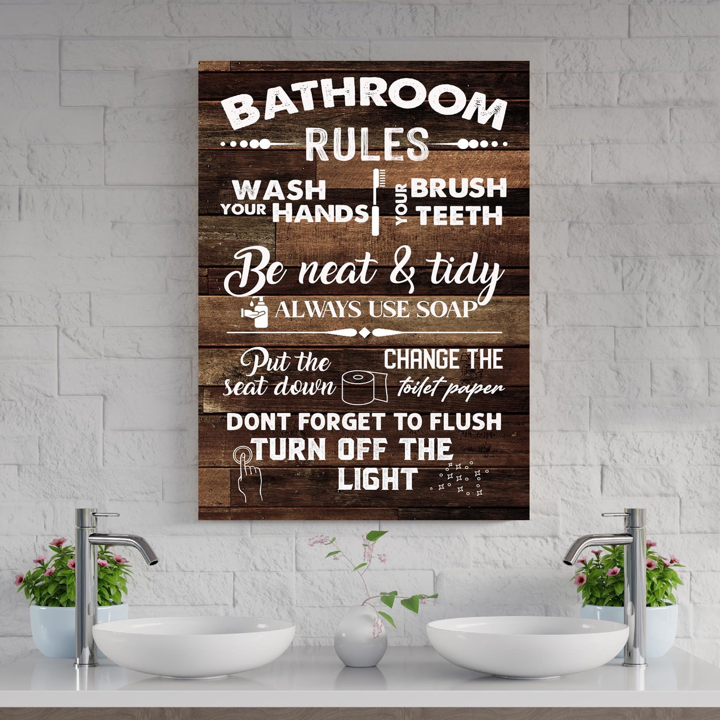 Family Bathroom Rules Sign Style 1 - Image by Tailored Canvases