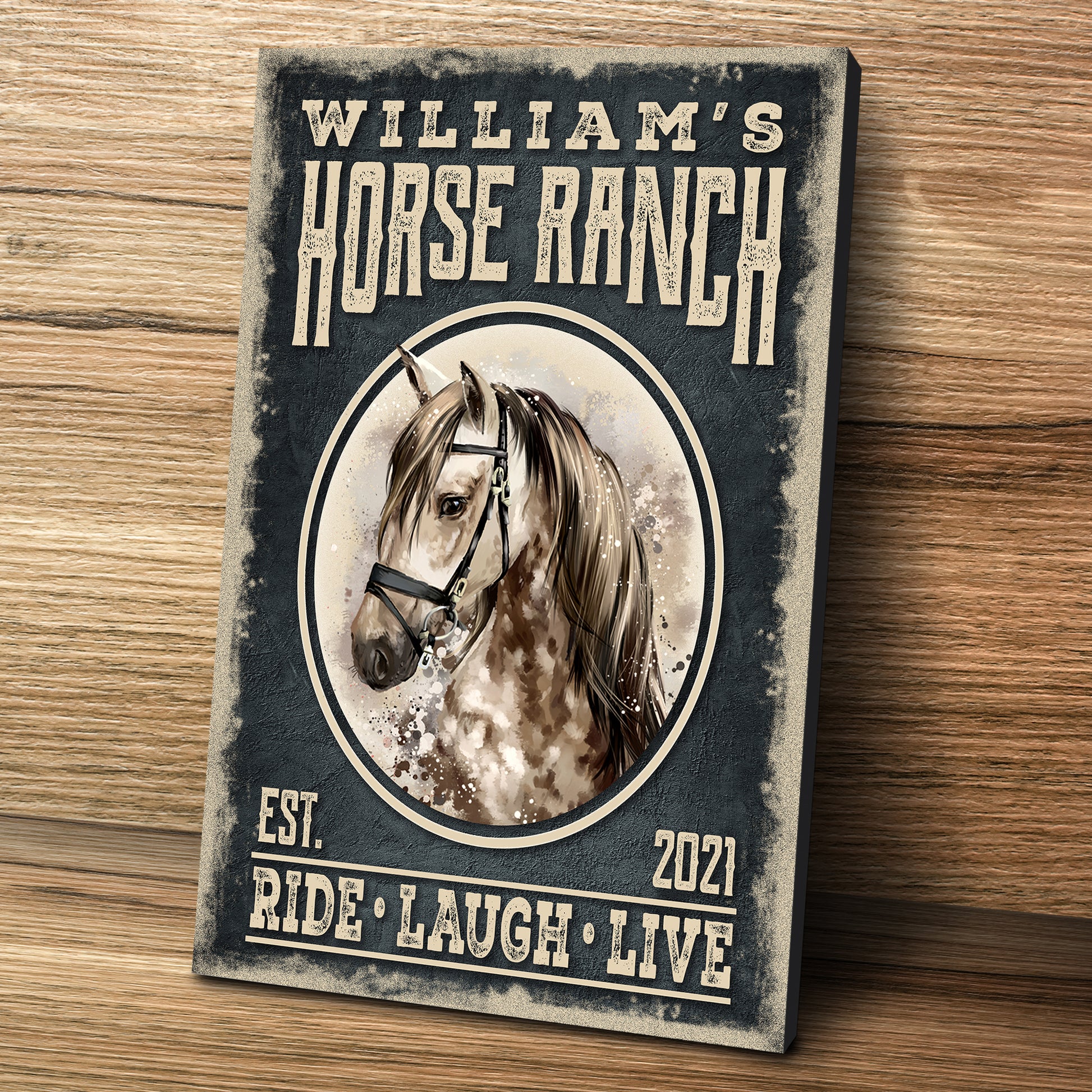 Family Horse Ranch Sign | Customizable Canvas Style 2 - Image by Tailored Canvases