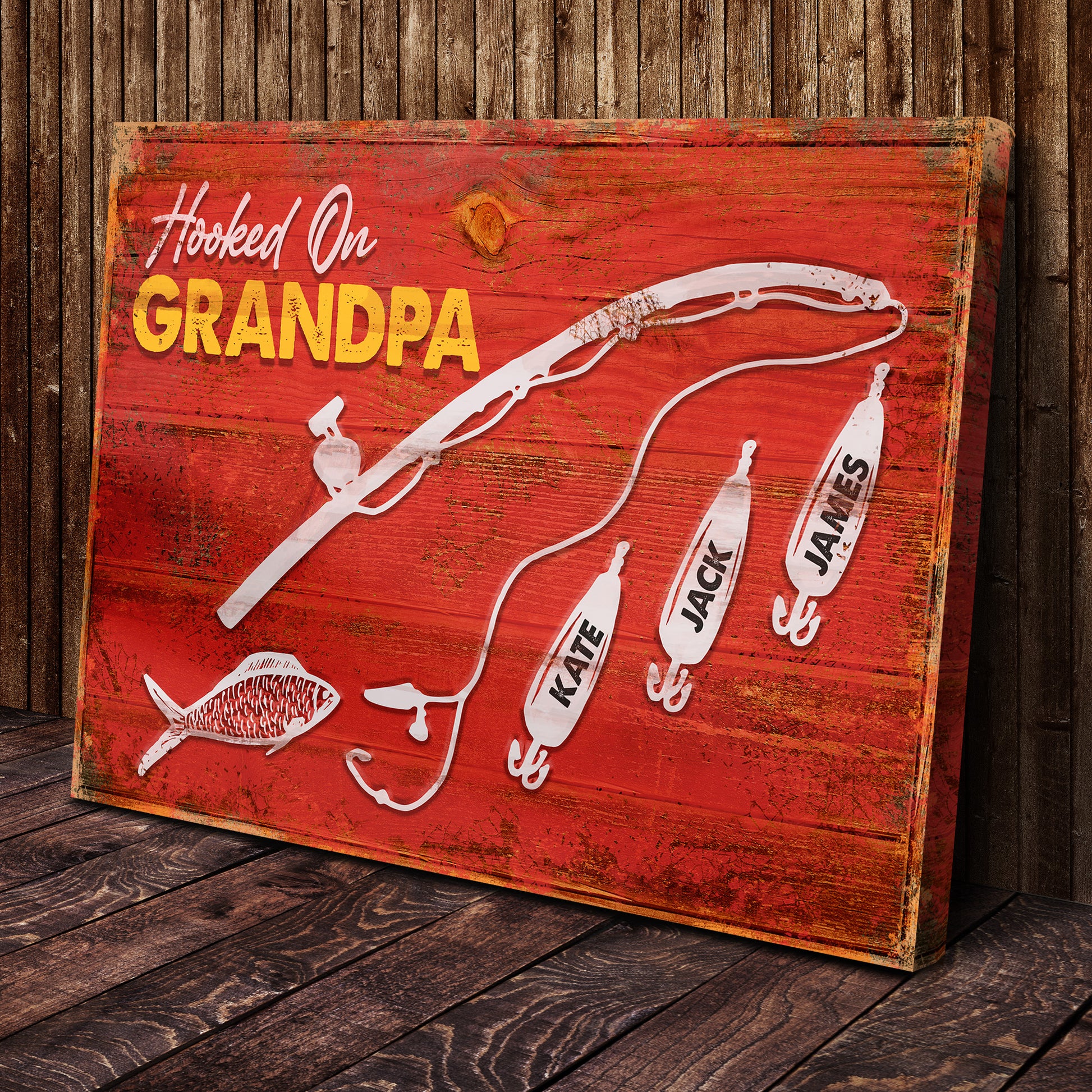 We're Hooked On Grandpa Happy Father's Day Sign Style 1 - Image by Tailored Canvases