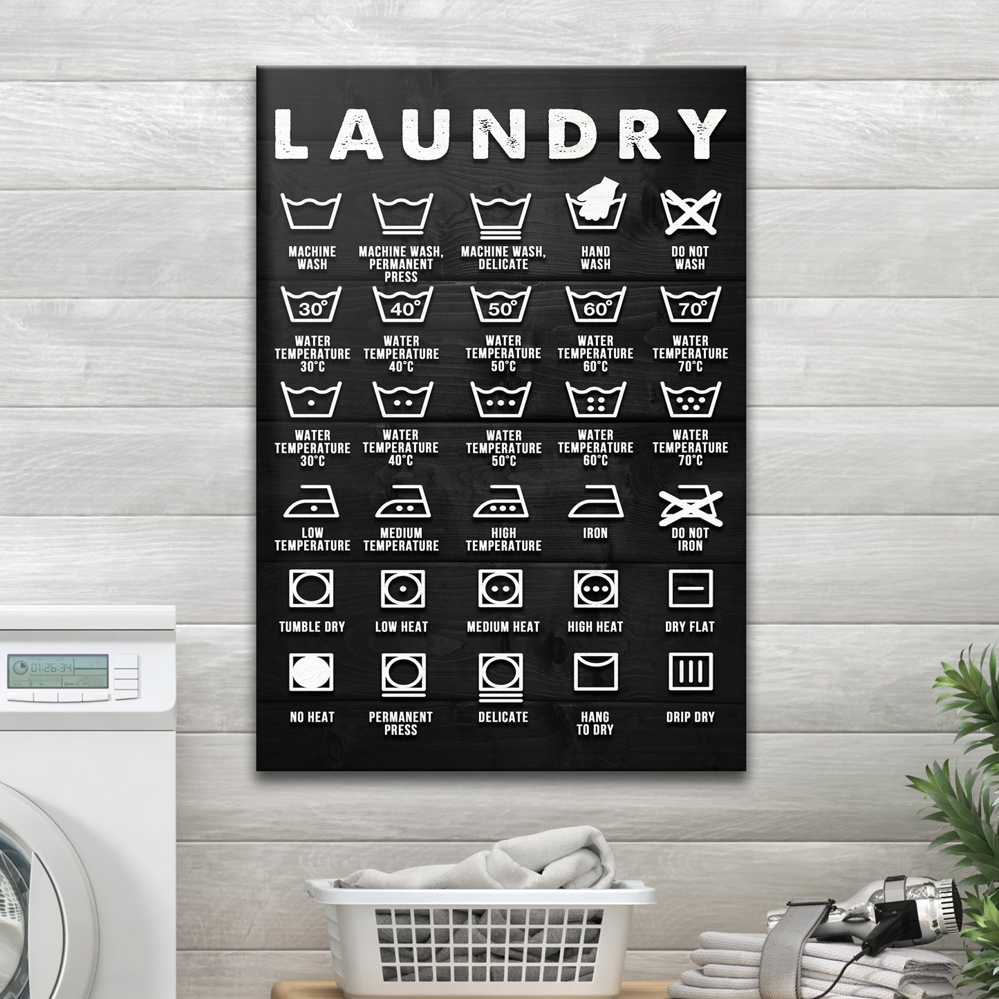 Laundry Symbols Sign - Image by Tailored Canvases