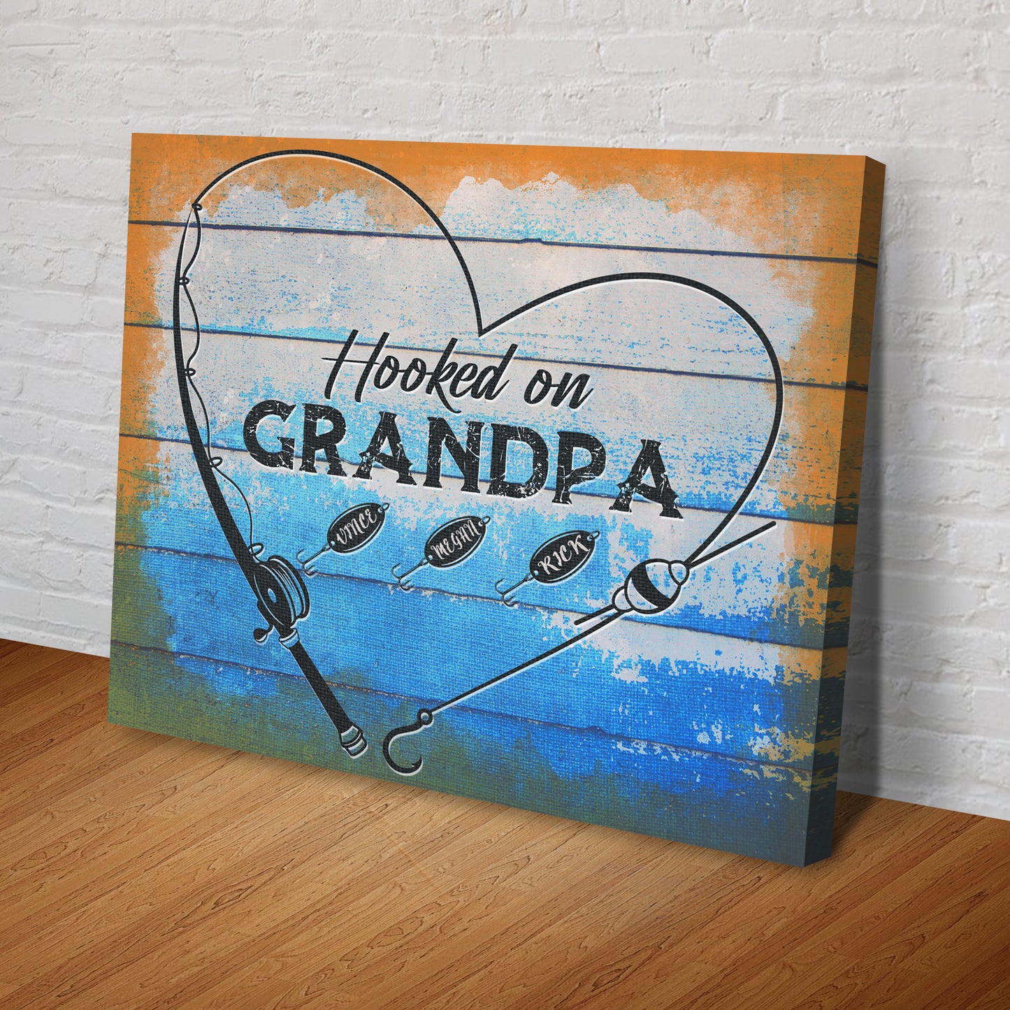 Hooked On Grandpa Sign Style 2 - Image by Tailored Canvases