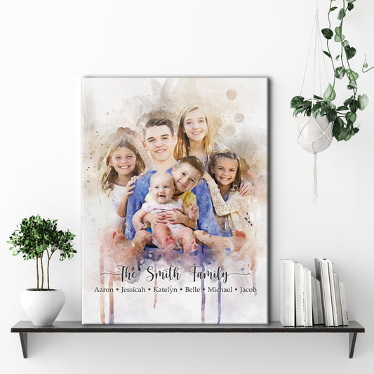 Watercolor Family Portrait Sign - Image by Tailored Canvases