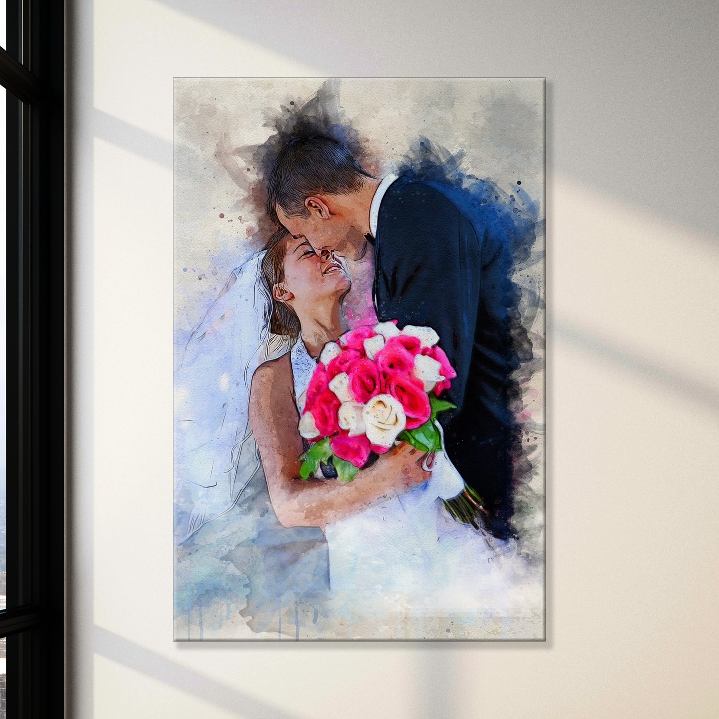 Couple Wedding Watercolor Portrait | Customizable Canvas - Image by Tailored Canvases