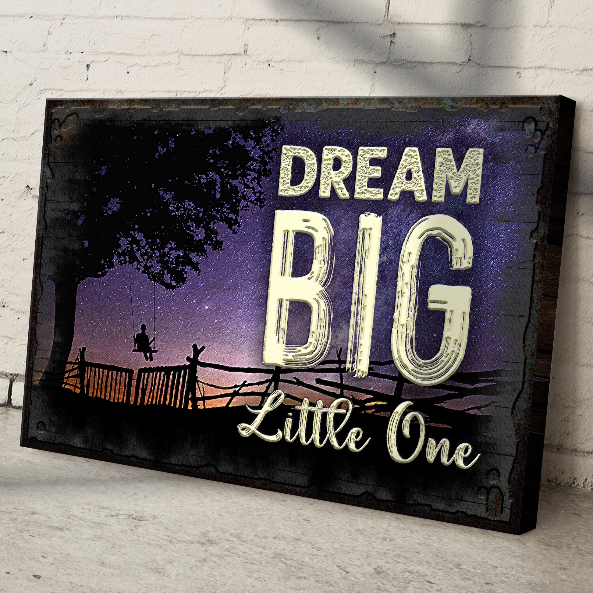 Dream Big Little One Kids Room Sign Style 2 - Image by Tailored Canvases