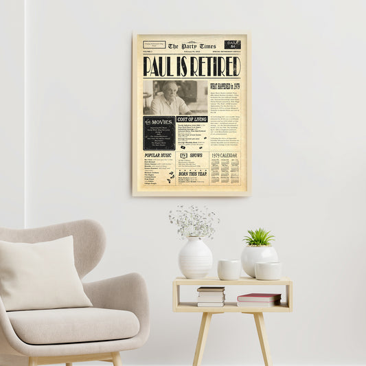 Newspaper Retirement Gift Sign - Image by Tailored Canvases