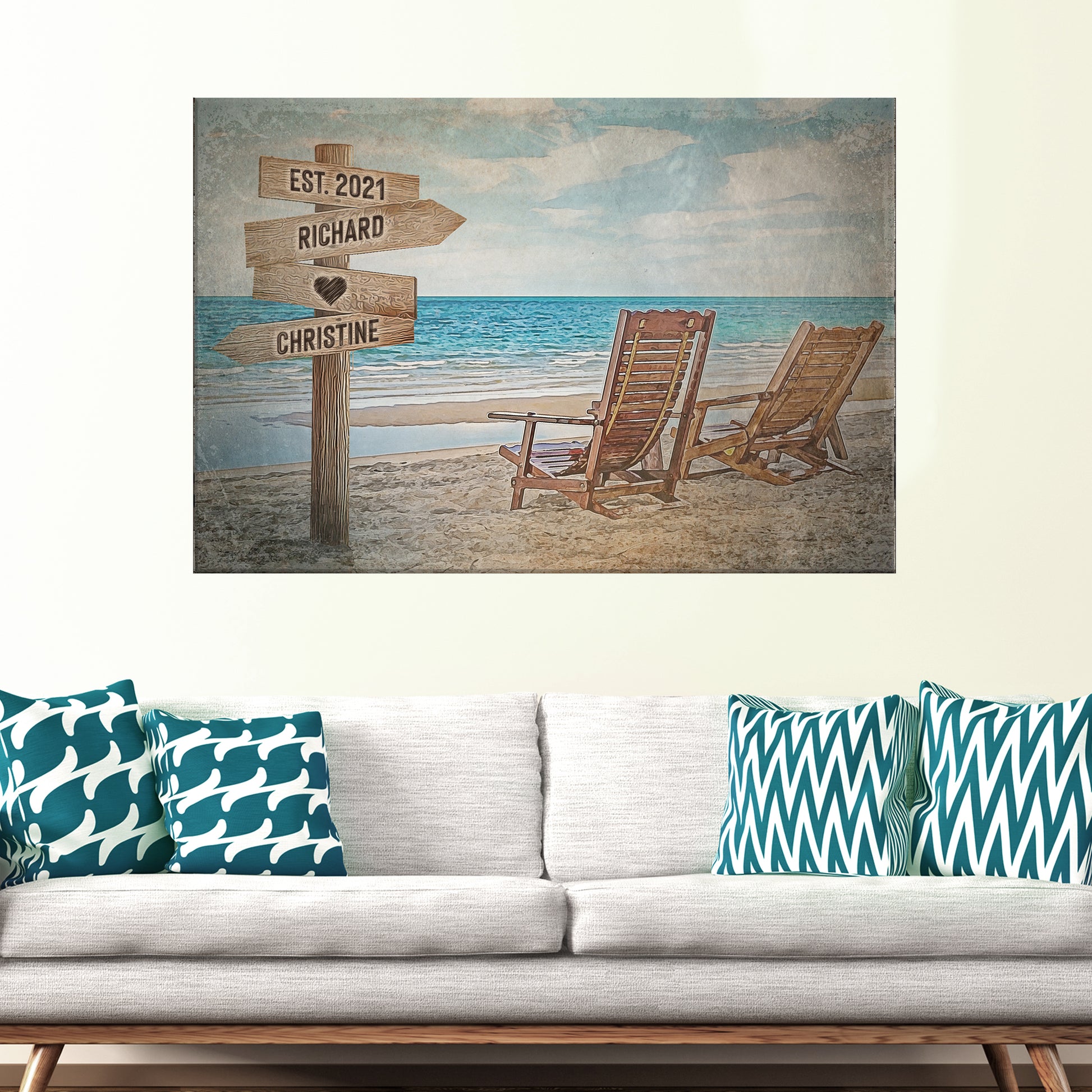 Beach Couple Names Sign - Image by Tailored Canvases