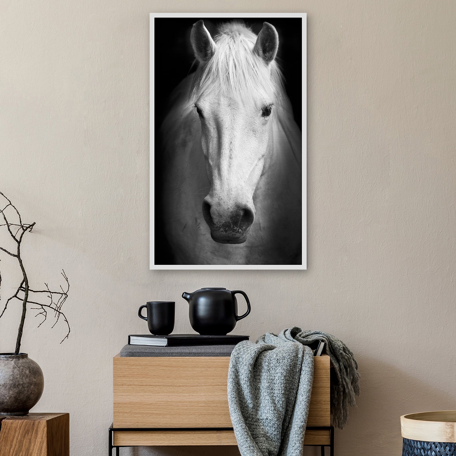 White Horse Canvas Wall Art Style 1 - Image by Tailored Canvases