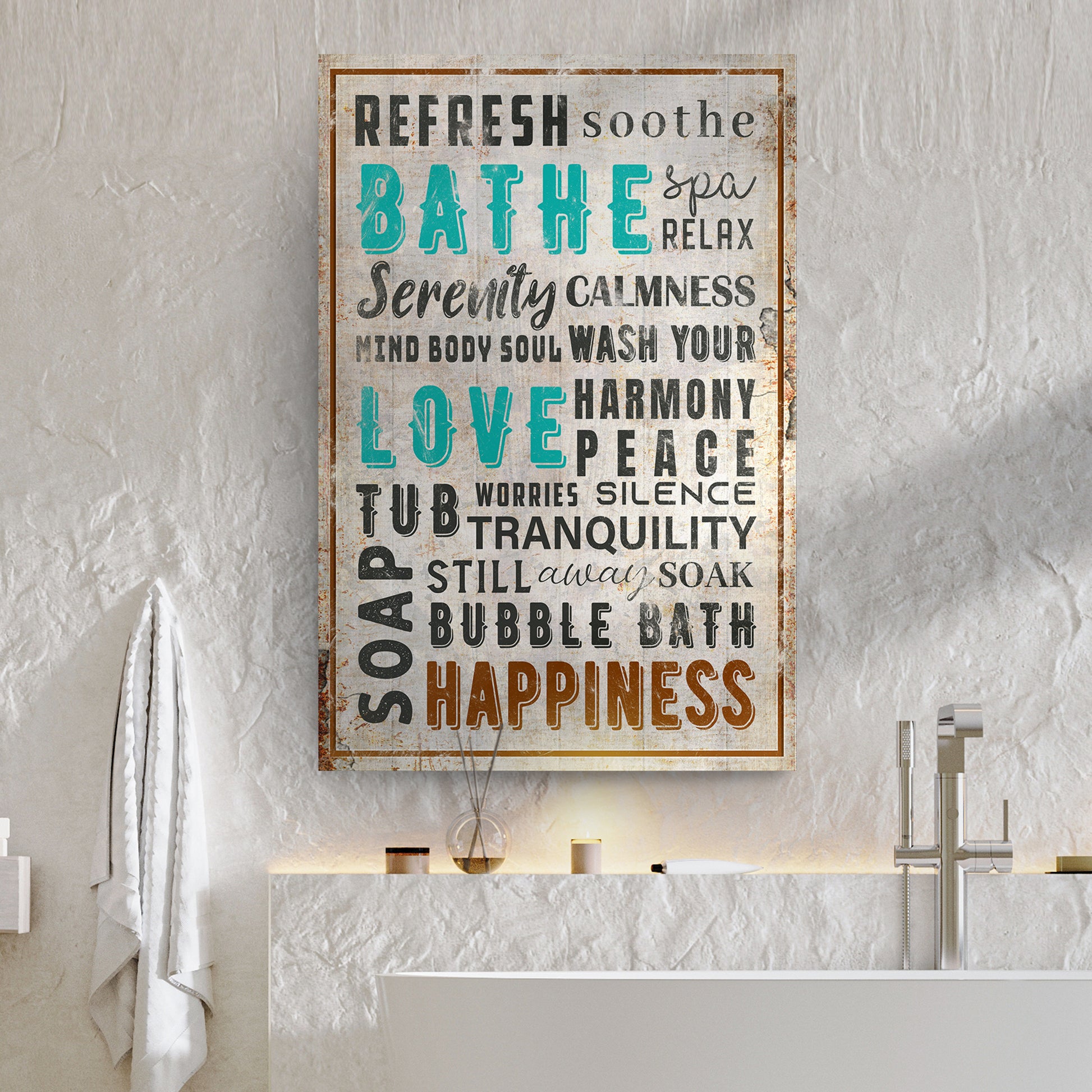 Refresh Soothe Bathe Bathroom Sign II - Image by Tailored Canvases