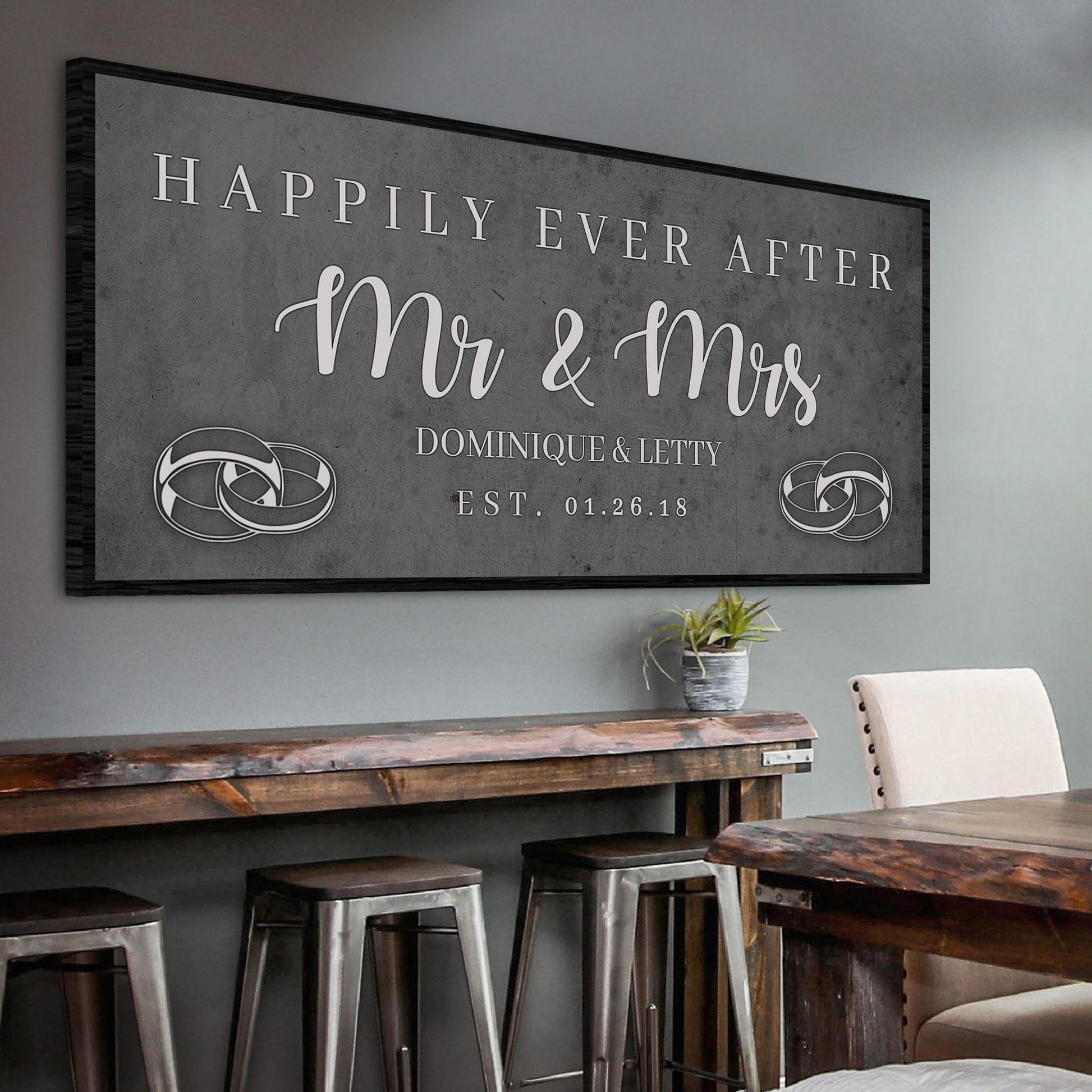 Happily Ever After Couple Sign IV Style 1 - Image by Tailored Canvases