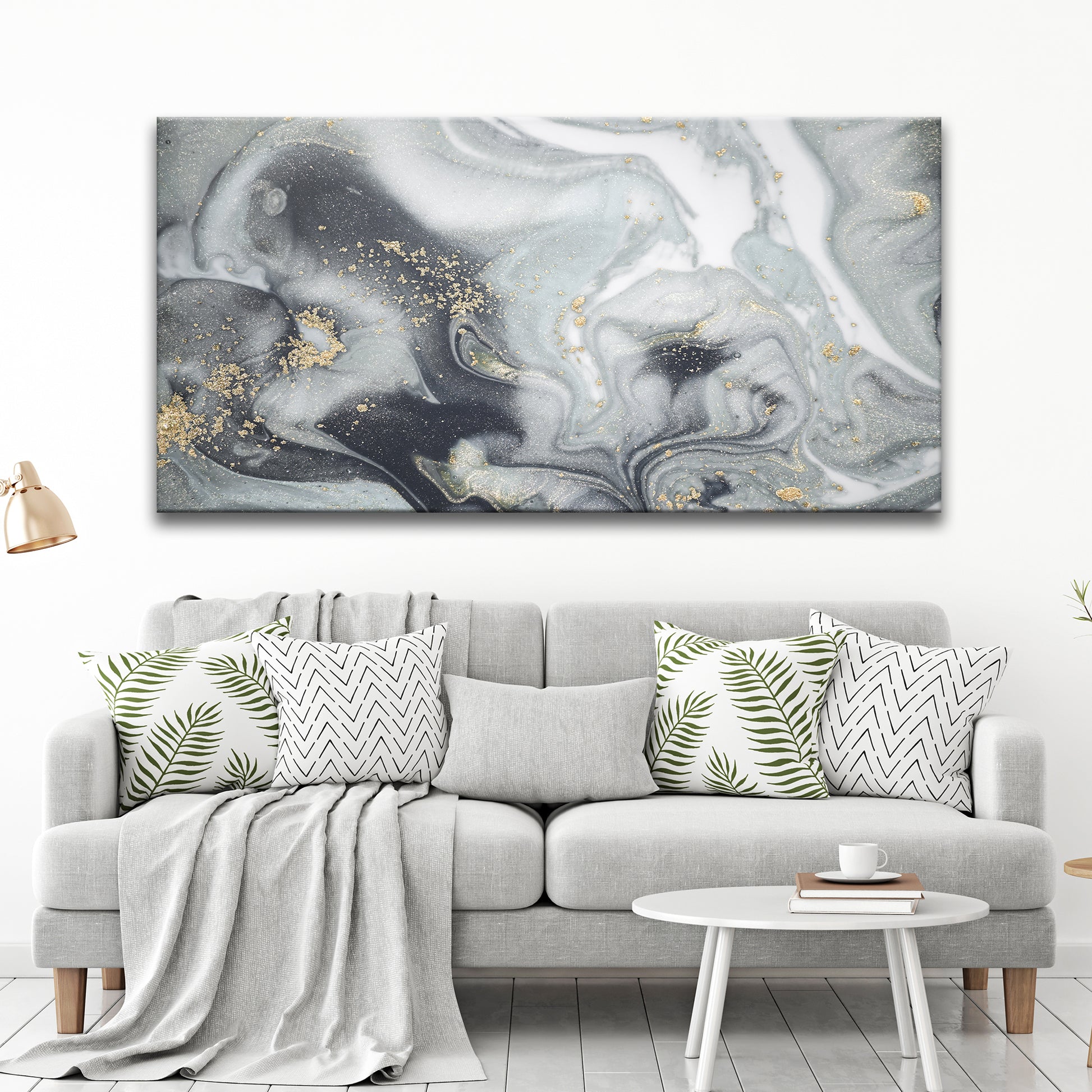 Splash Grey Abstract Canvas Wall Art Style 1 - Image by Tailored Canvases