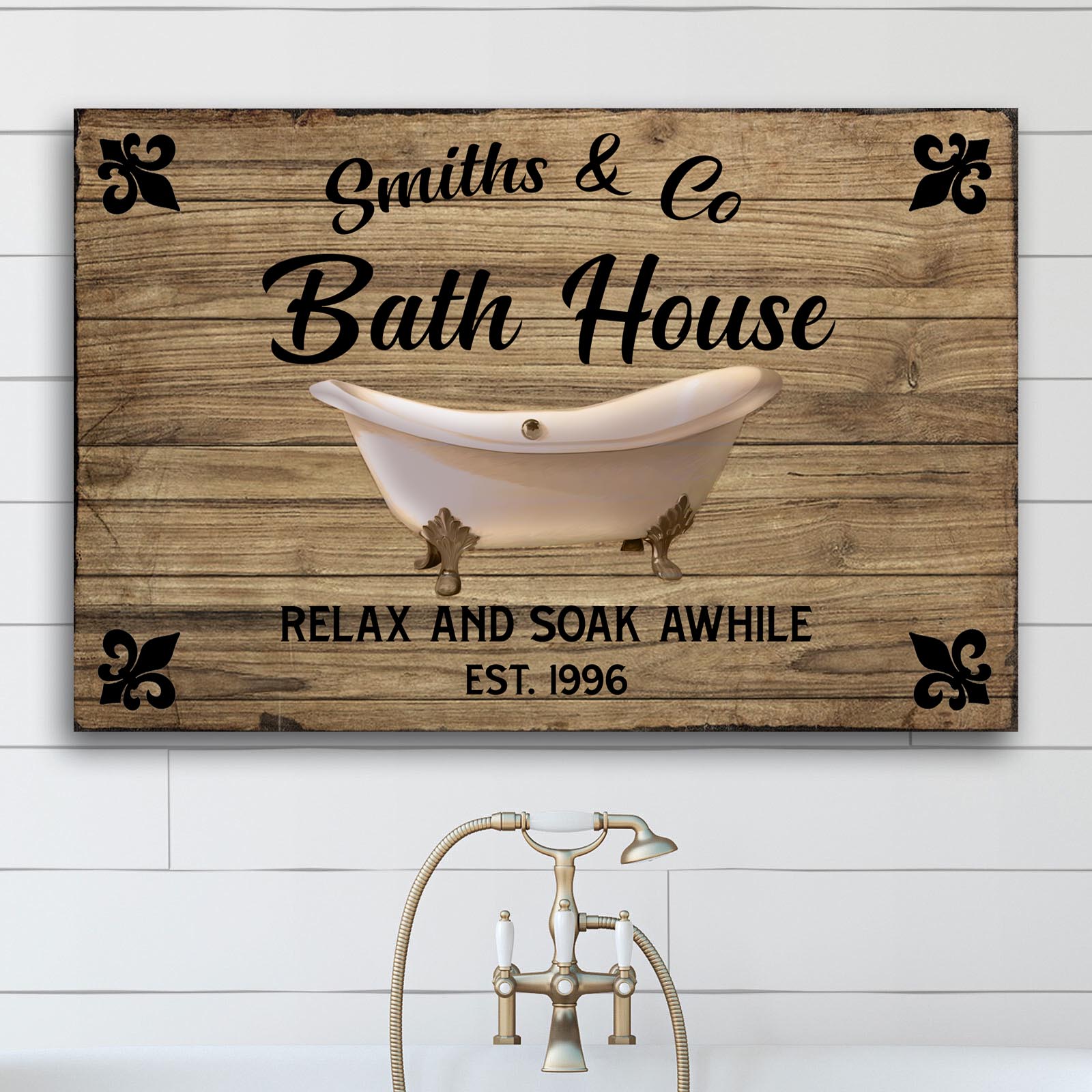 Relax And Soak Awhile Family Bath House Sign  - Image by Tailored Canvases