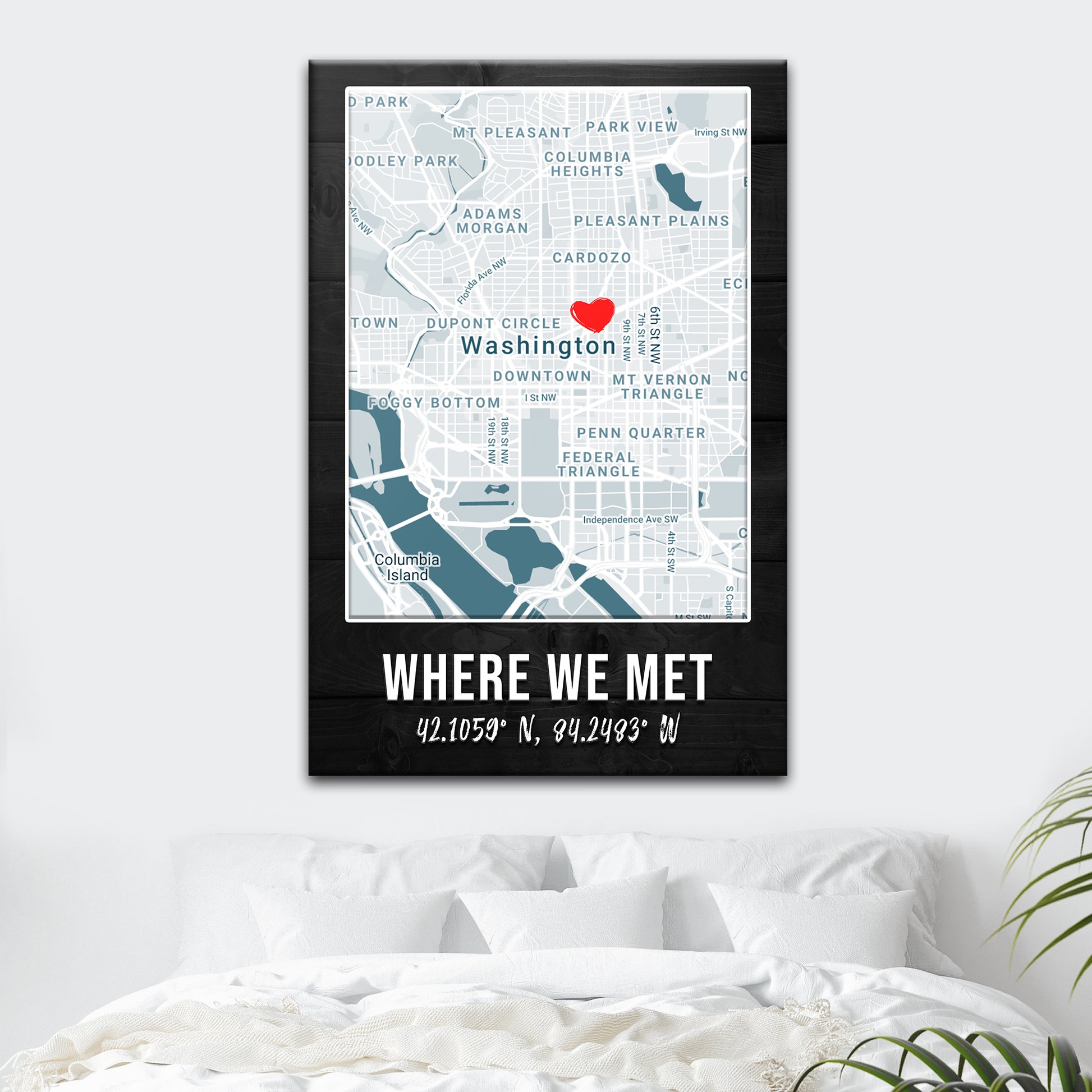 Where We Met Map Sign | Customizable Canvas Style 1 - Image by Tailored Canvases