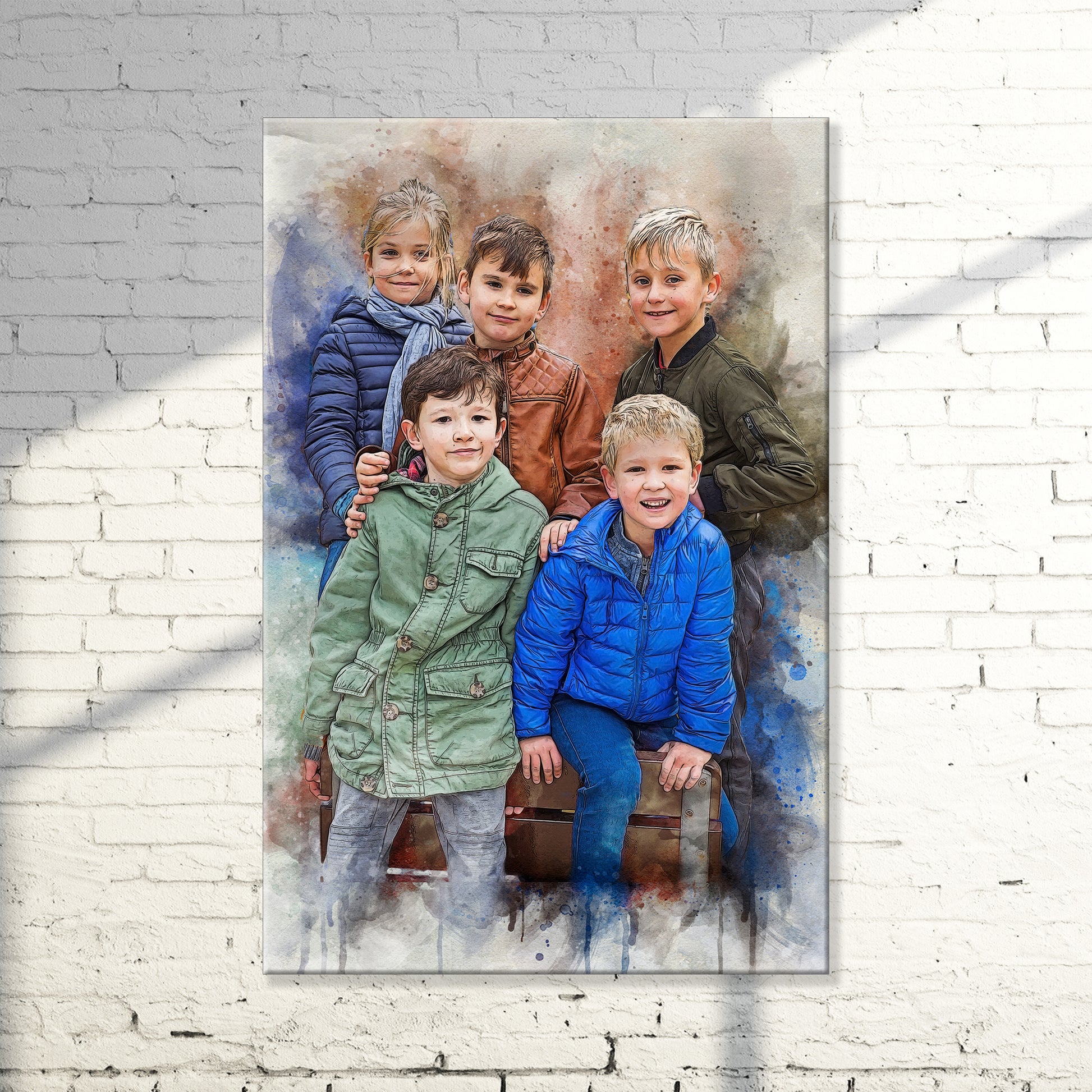 Family Watercolor Portrait Sign II Style 1 - Image by Tailored Canvases