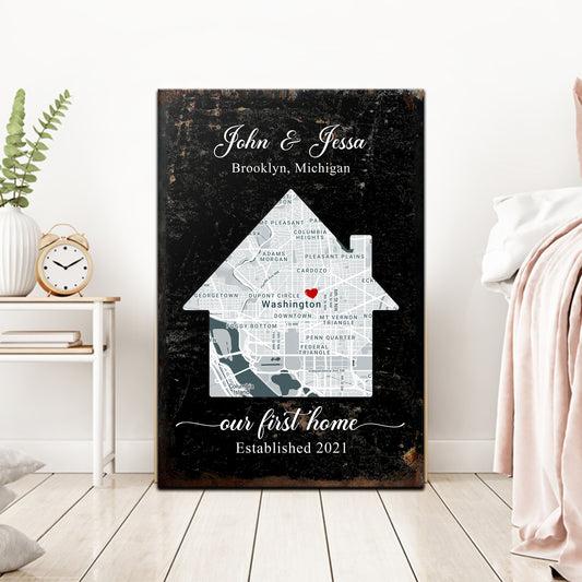 Home Map Sign | Customizable Canvas - Image by Tailored Canvases