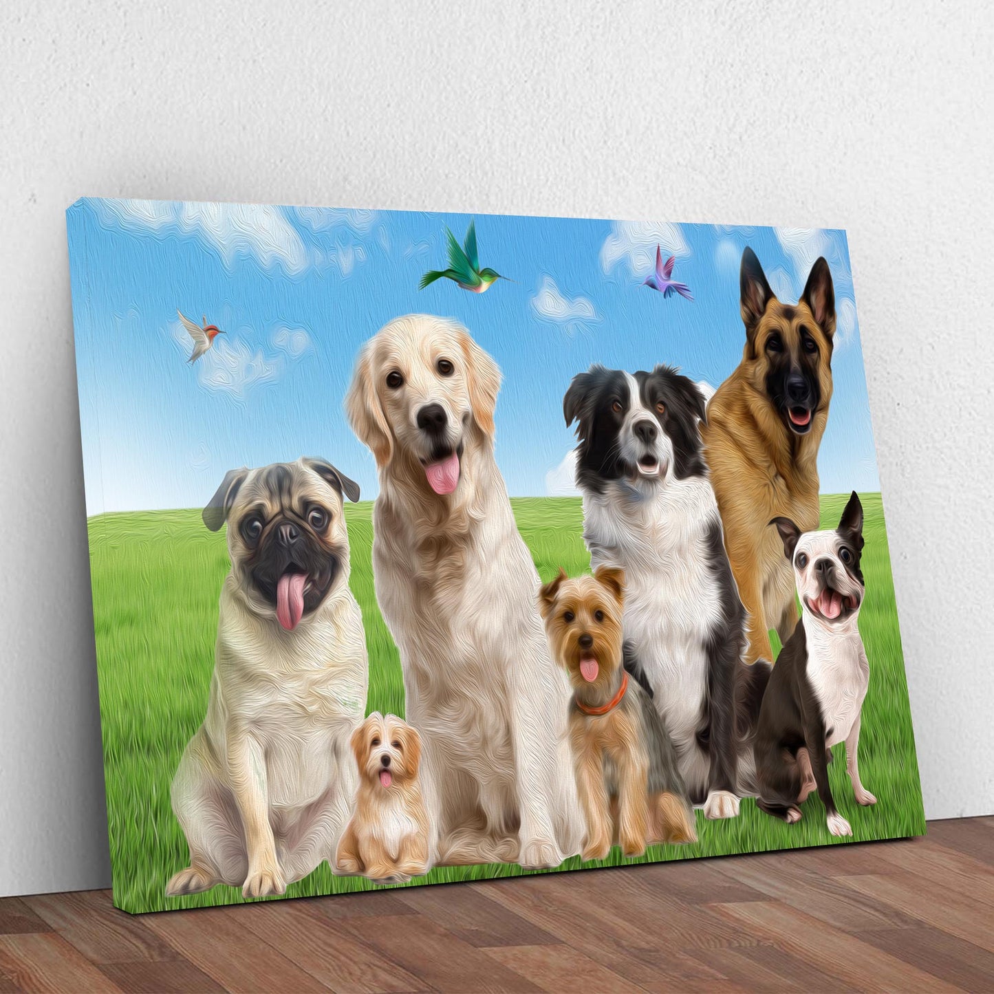 Happy Dogs Pet Canvas Wall Art Style 2 - Image by Tailored Canvases
