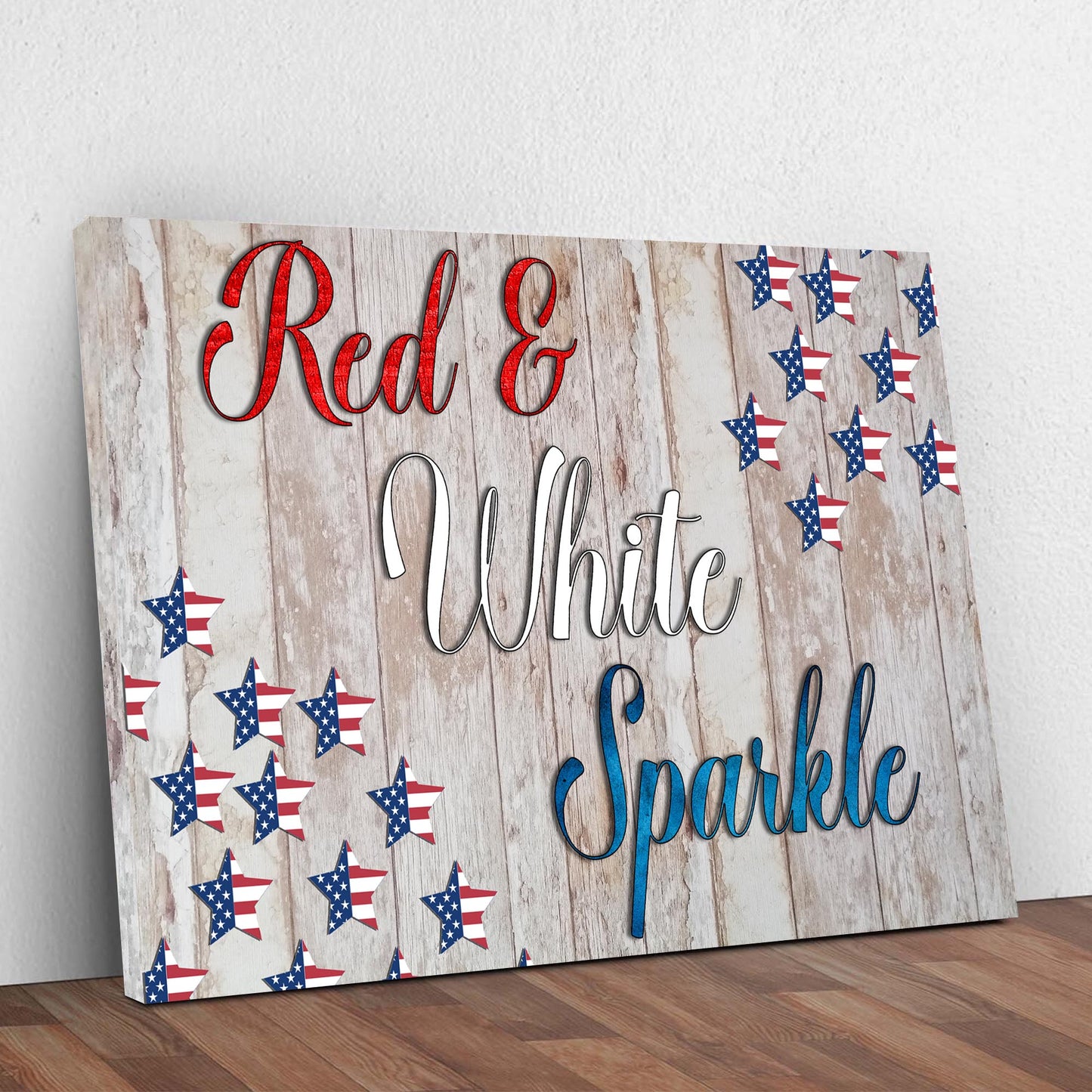 Red White Sparkle America Sign II Style 1 - Image by Tailored Canvases