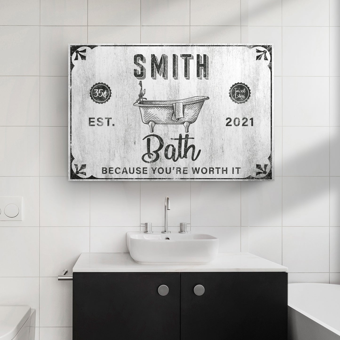 Family Bath Sign - Image by Tailored Canvases