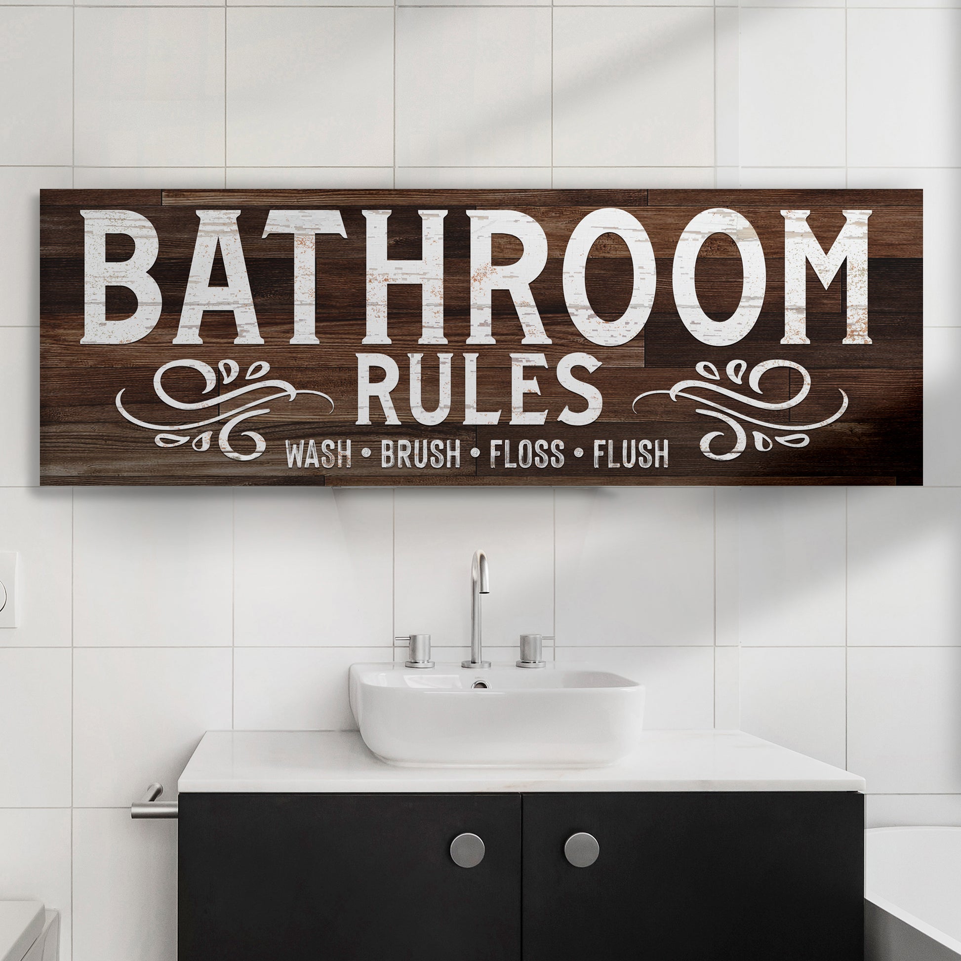 Bathroom Rules Sign - Image by Tailored Canvases