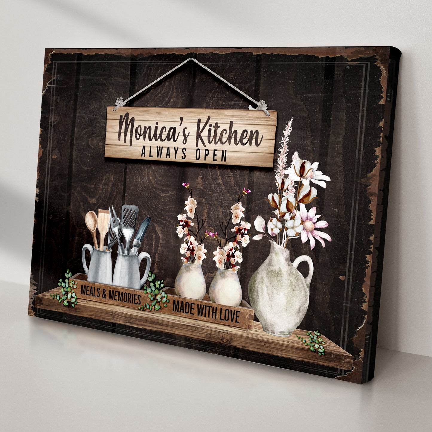 Made With Love Always Open Kitchen Sign Style 1 - Image by Tailored Canvases