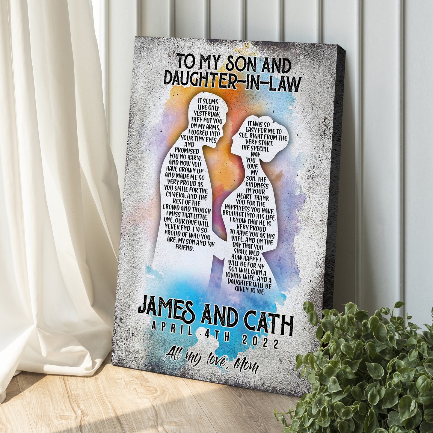 To My Son And Daughter-In-Law Couple Sign Style 1 - Image by Tailored Canvases