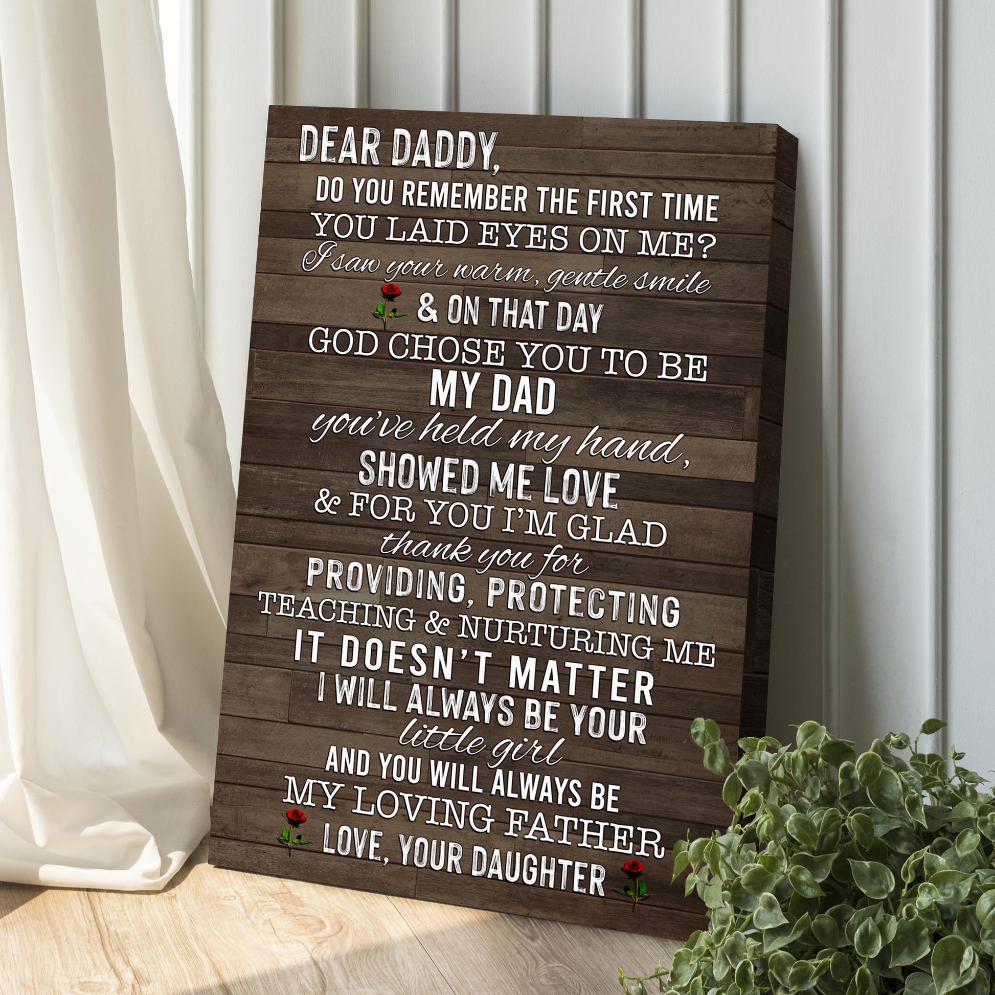 Dear Daddy I Will Always Be Your Little Girl Happy Father's Day Sign II Style 2 - Image by Tailored Canvases