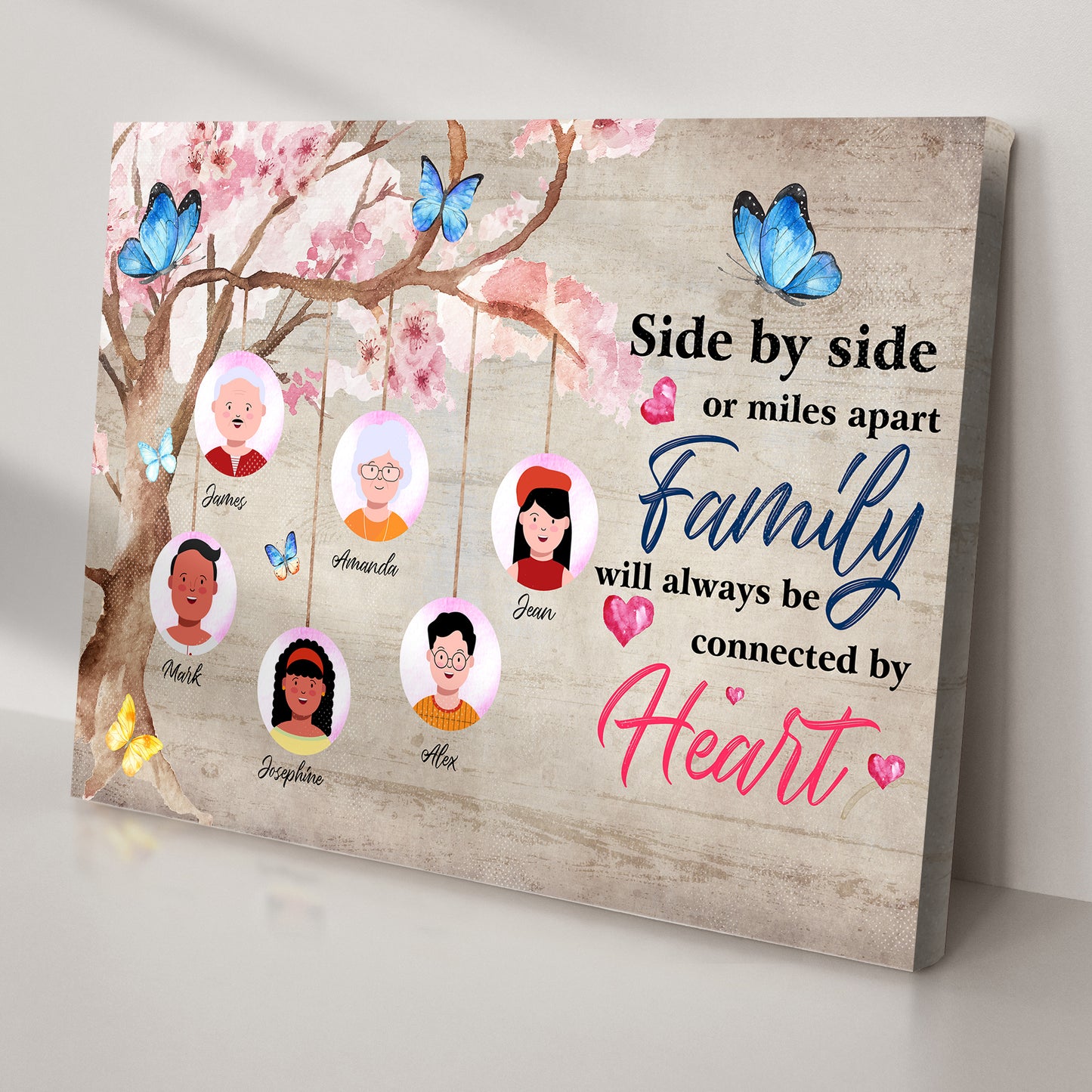 Family Will Always Be Connected By Heart Sign Style 2 - Image by Tailored Canvases
