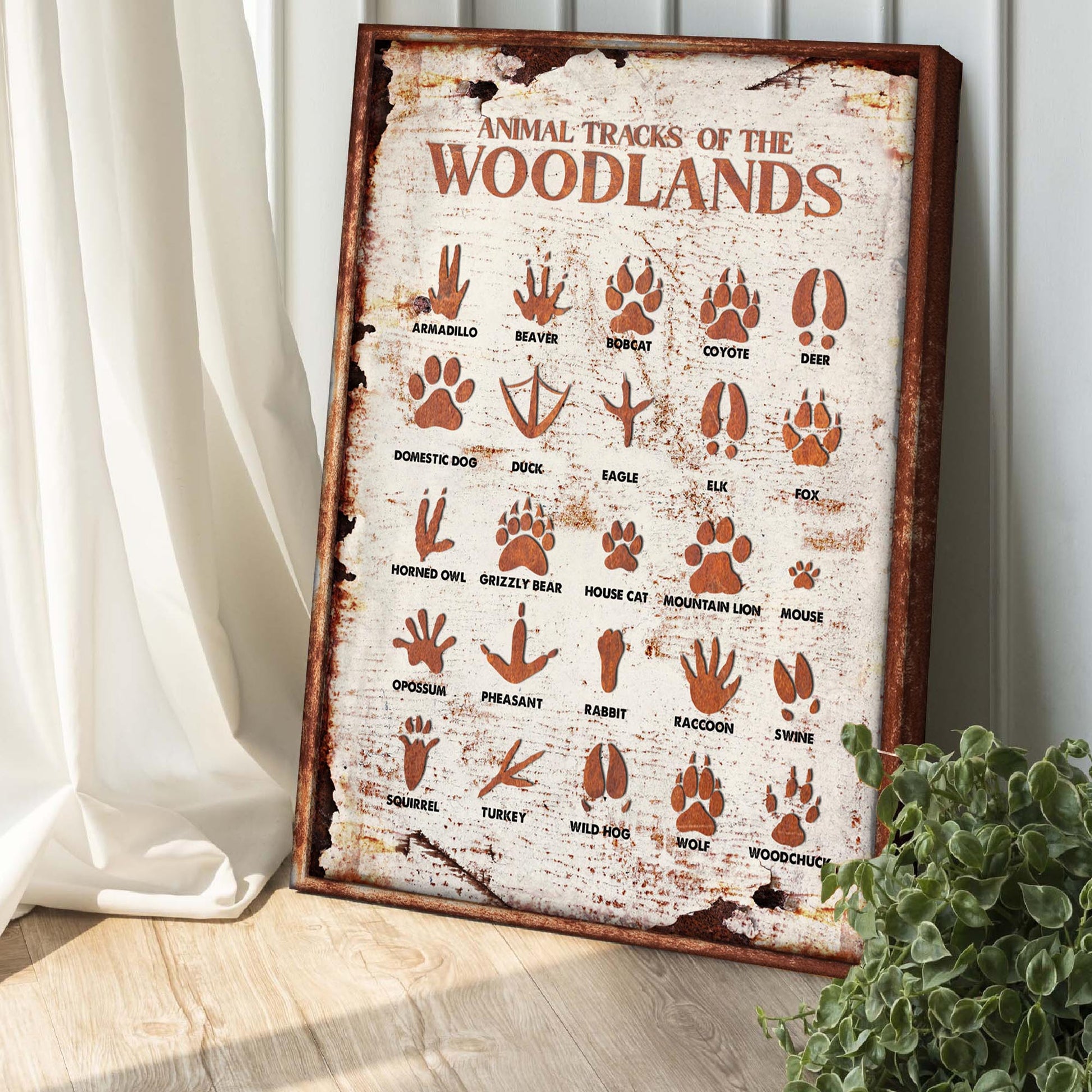 Animal Tracks Of The Woodlands Sign Style 2 - Image by Tailored Canvases