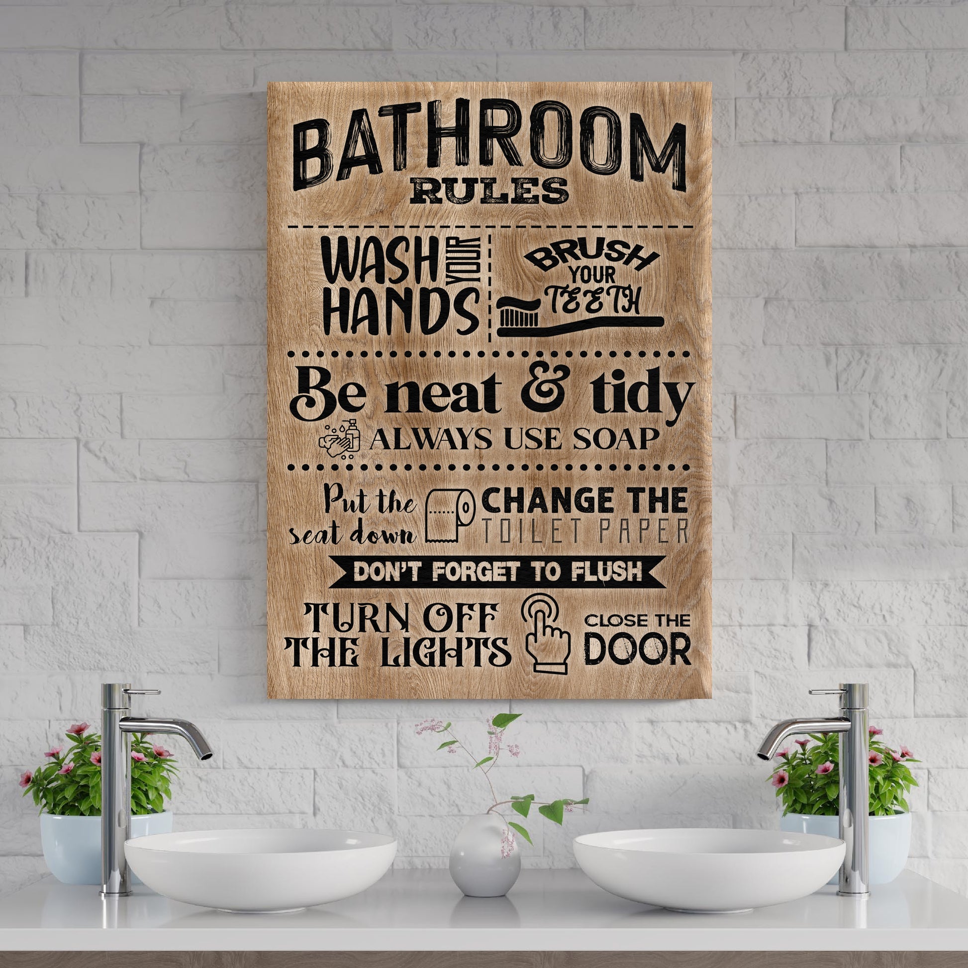 Family Bathroom Rules Sign III - Image by Tailored Canvases