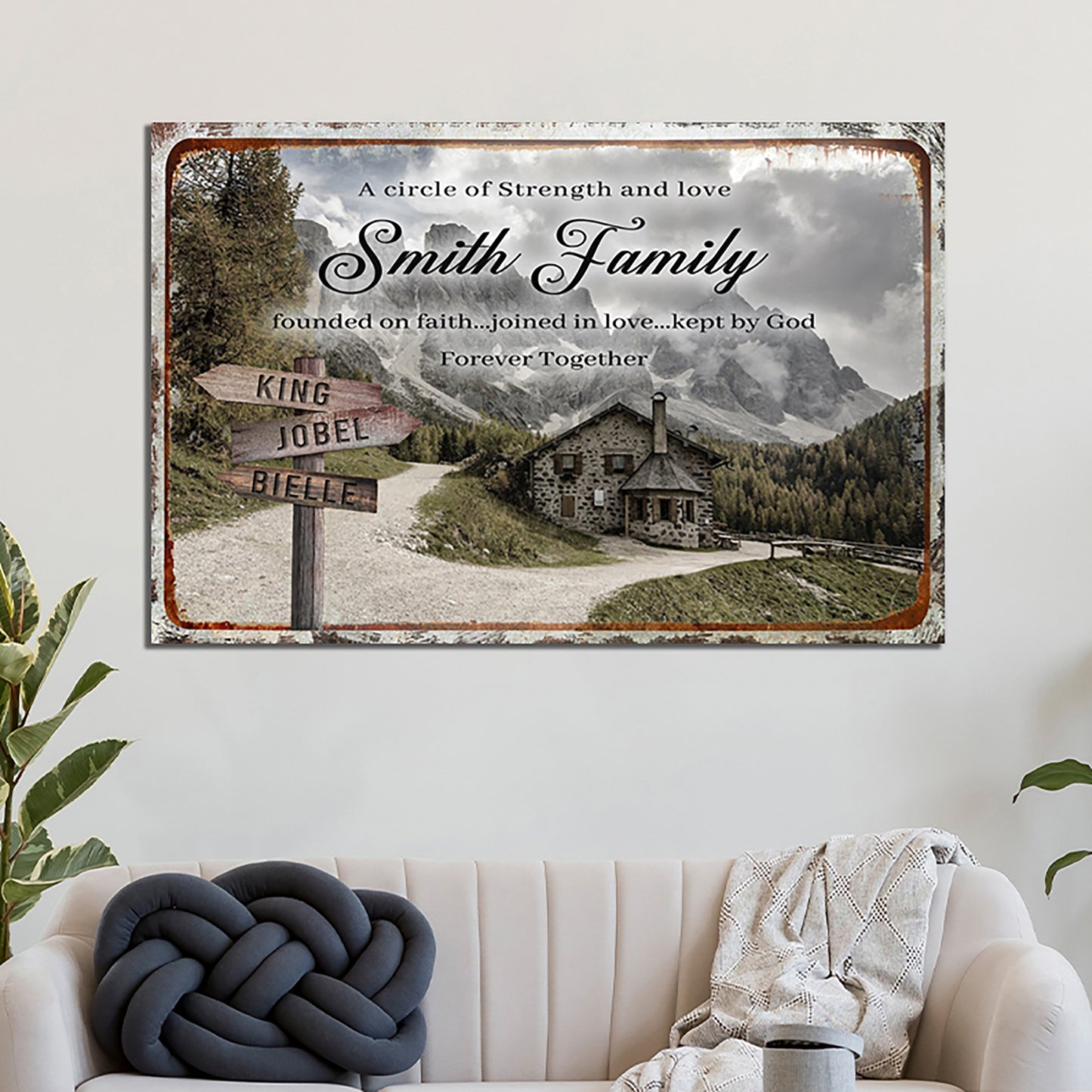 Family Mountain Home Sign II Style 1 - Image by Tailored Canvases