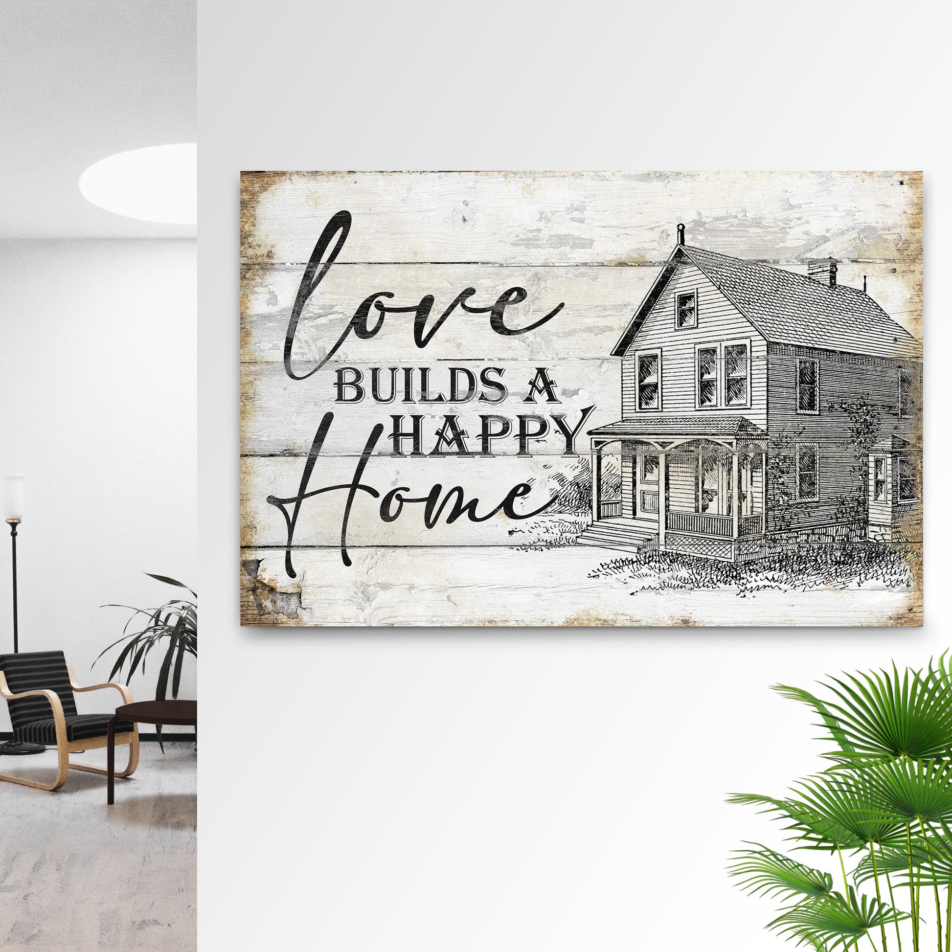 Love Builds A Happy Home Sign III Style 1 - Image by Tailored Canvases