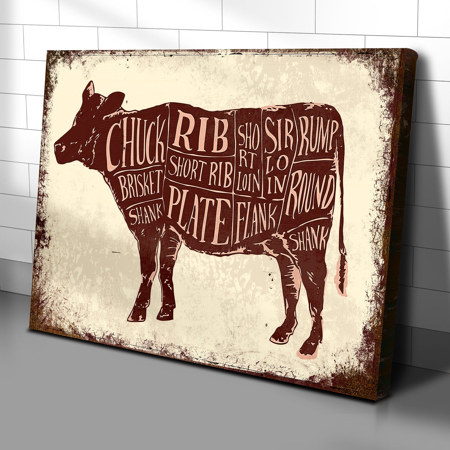 Cow Butcher Kitchen Sign Style 2 - Image by Tailored Canvases