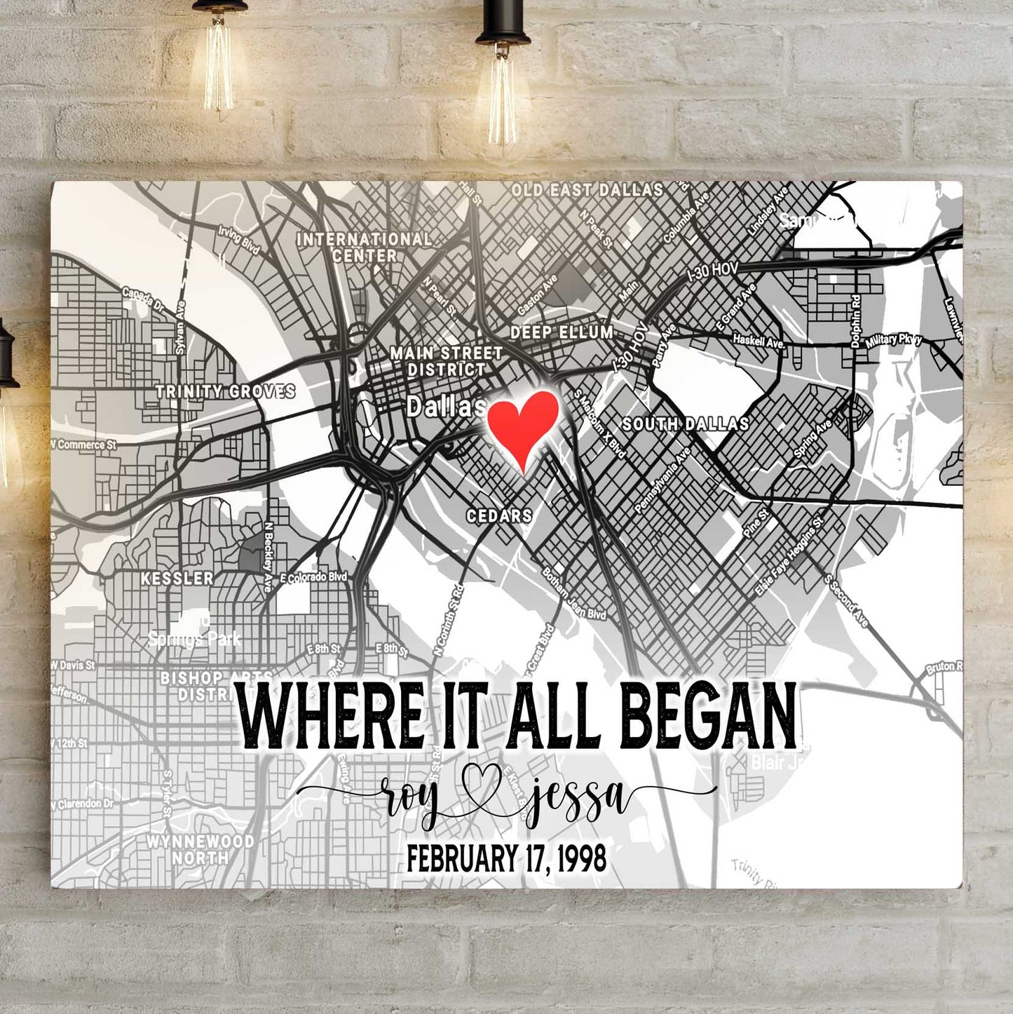 Couple Street Map Sign | Customizable Canvas Style 1 - Image by Tailored Canvases