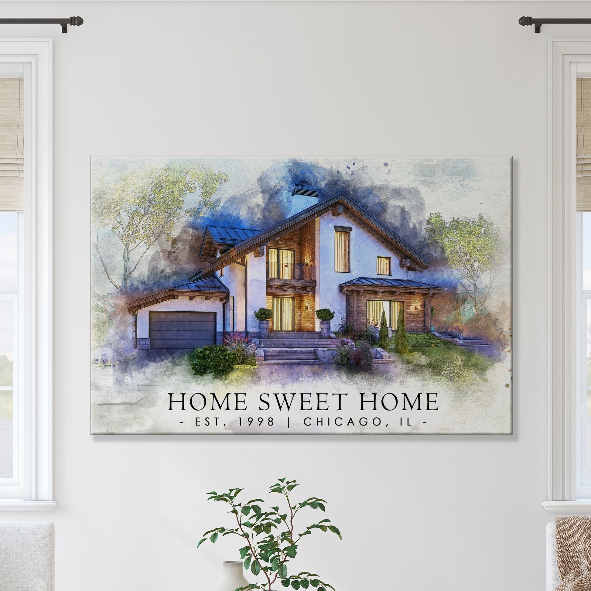 Home Sweet Home Watercolor Sign II - Image by Tailored Canvases