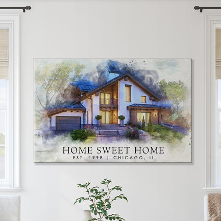 Home Sweet Home Watercolor Sign II - Image by Tailored Canvases