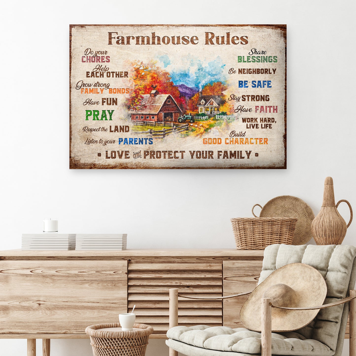 Family Farmhouse Rules Sign Style 2 - Image by Tailored Canvases