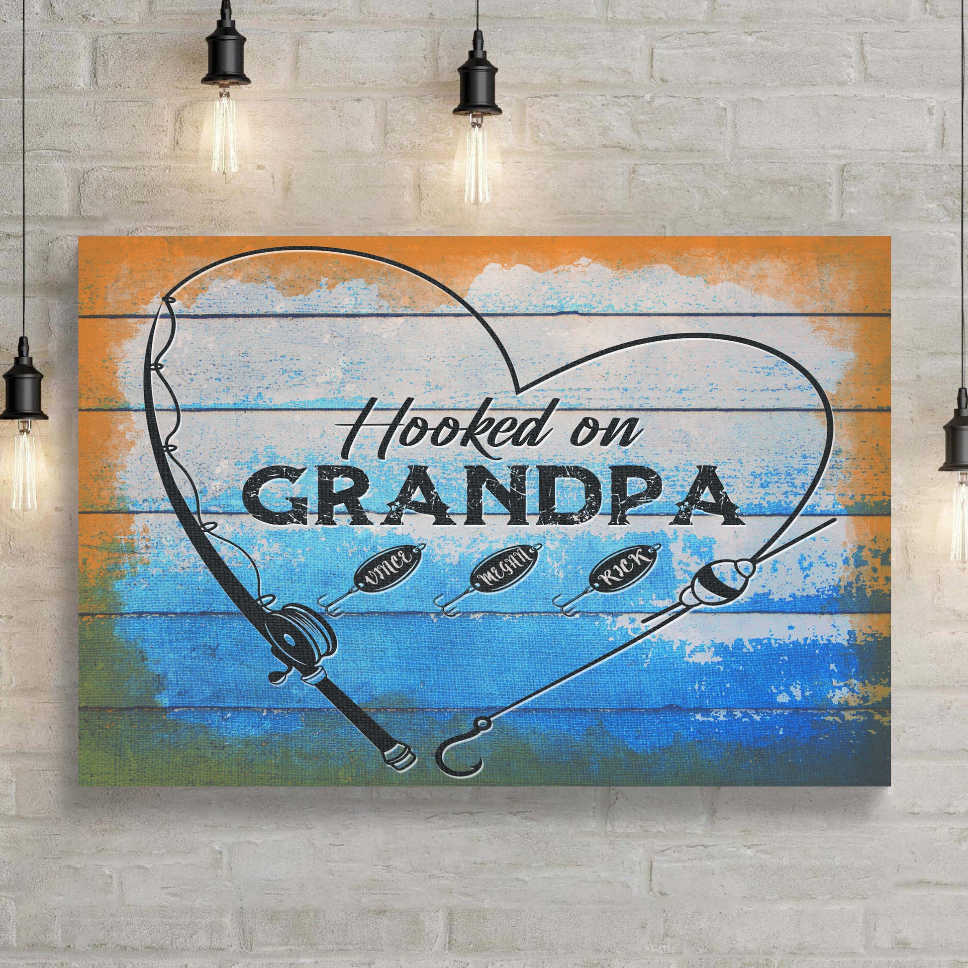 Hooked On Grandpa Sign Style 1 - Image by Tailored Canvases