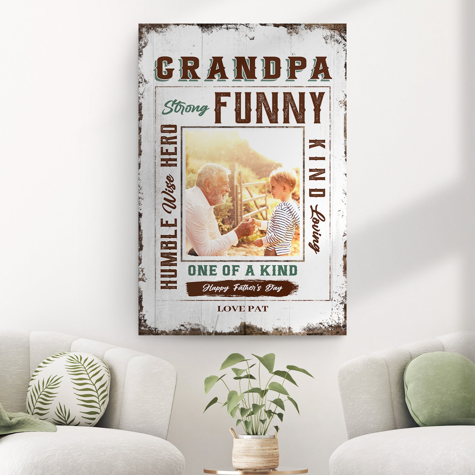 One Of A Kind Grandpa Happy Father's Day Sign Style 1 - Image by Tailored Canvases