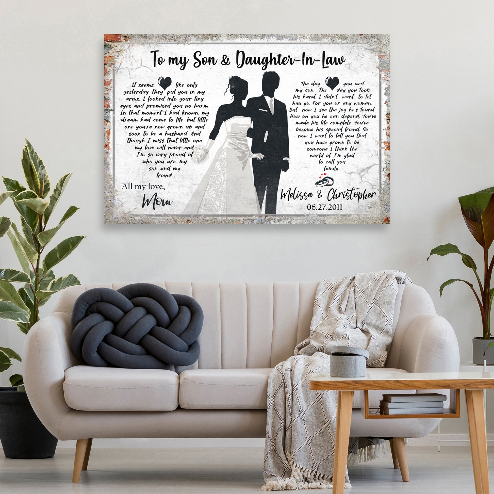 To My Son And Daughter-In-Law Sign Style 2 - Image by Tailored Canvases