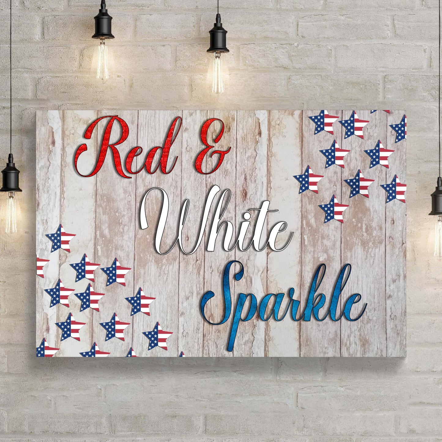 Red White Sparkle America Sign II Style 2 - Image by Tailored Canvases