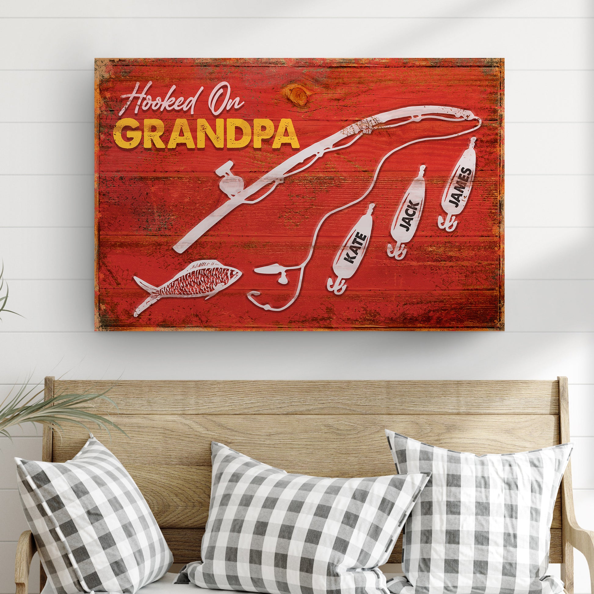 We're Hooked On Grandpa Happy Father's Day Sign Style 2 - Image by Tailored Canvases