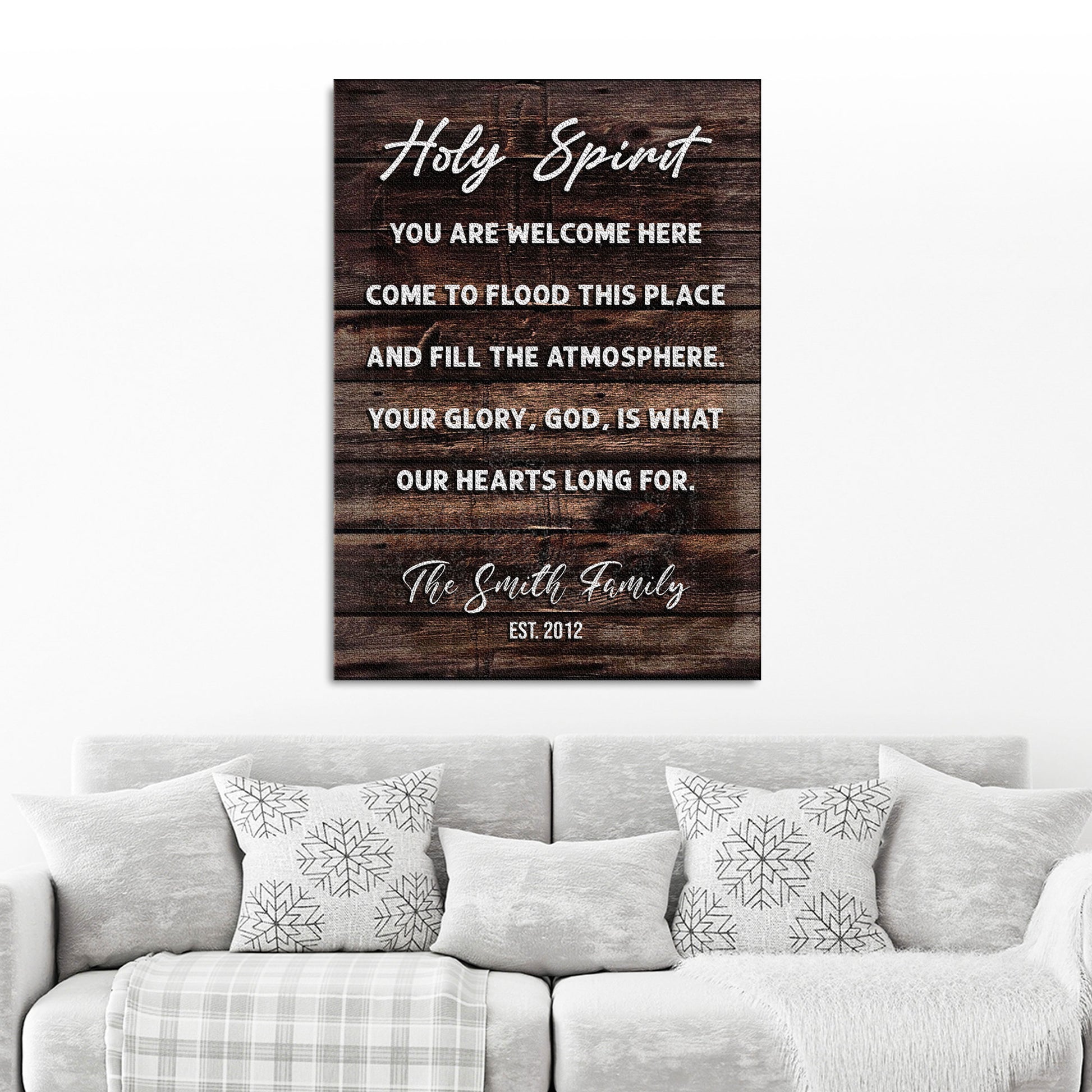 Holy Spirit You Are Welcome Here Sign | Customizable Canvas Style 2 - Image by Tailored Canvases
