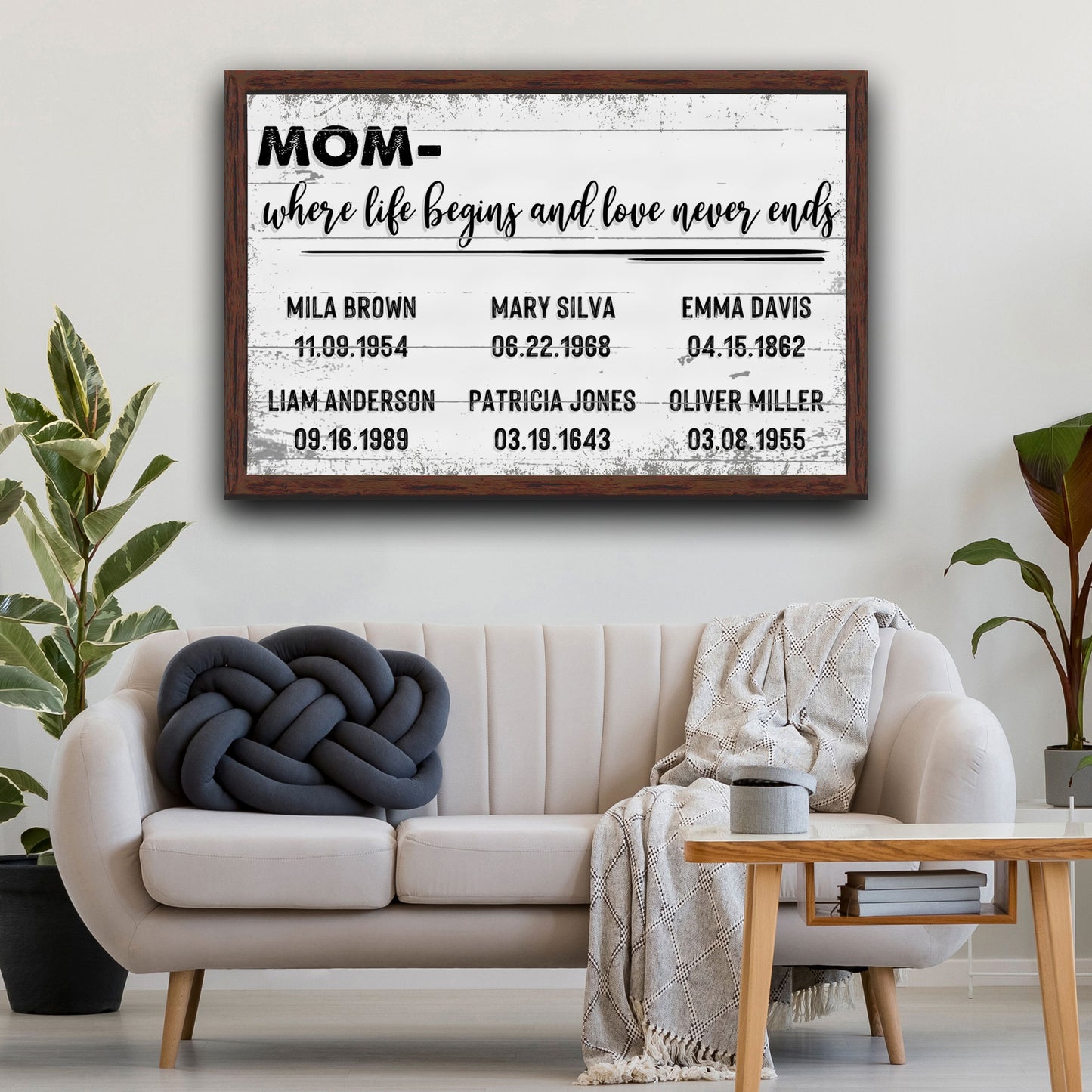 Mom, Love Never Ends Happy Mother's Day Sign Style 2 - Image by Tailored Canvases