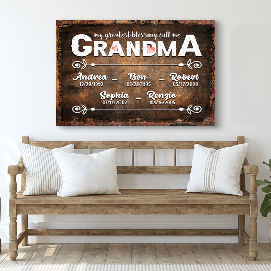My Greatest Blessing Call Me Grandma Happy Mother's Day Sign - Image by Tailored Canvases