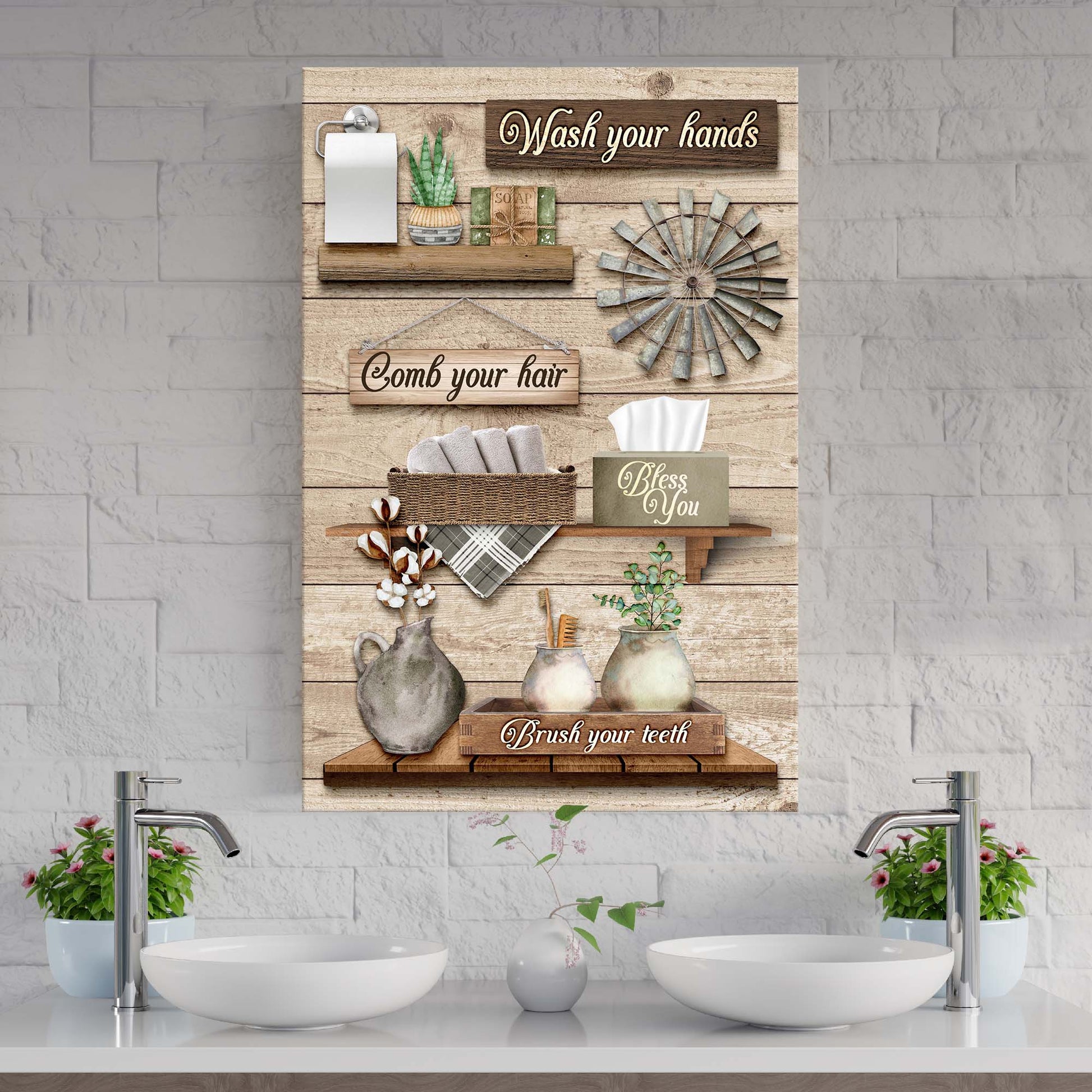 Wash Your Hands Bathroom Sign Style 1 - Image by Tailored Canvases