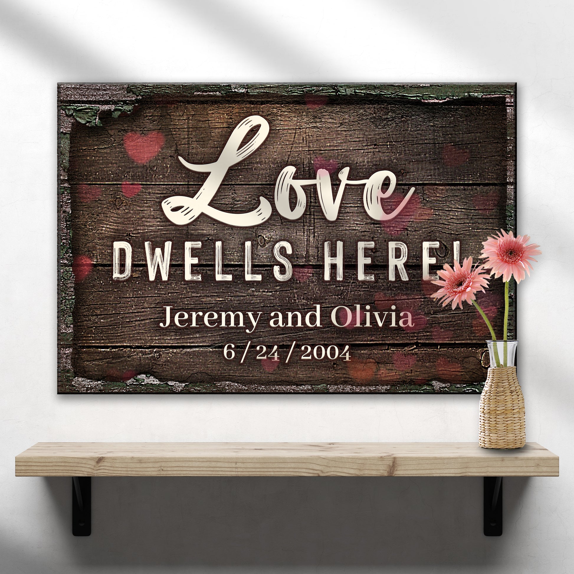 Love Dwells Here Couple Sign Style 1 - Image by Tailored Canvases