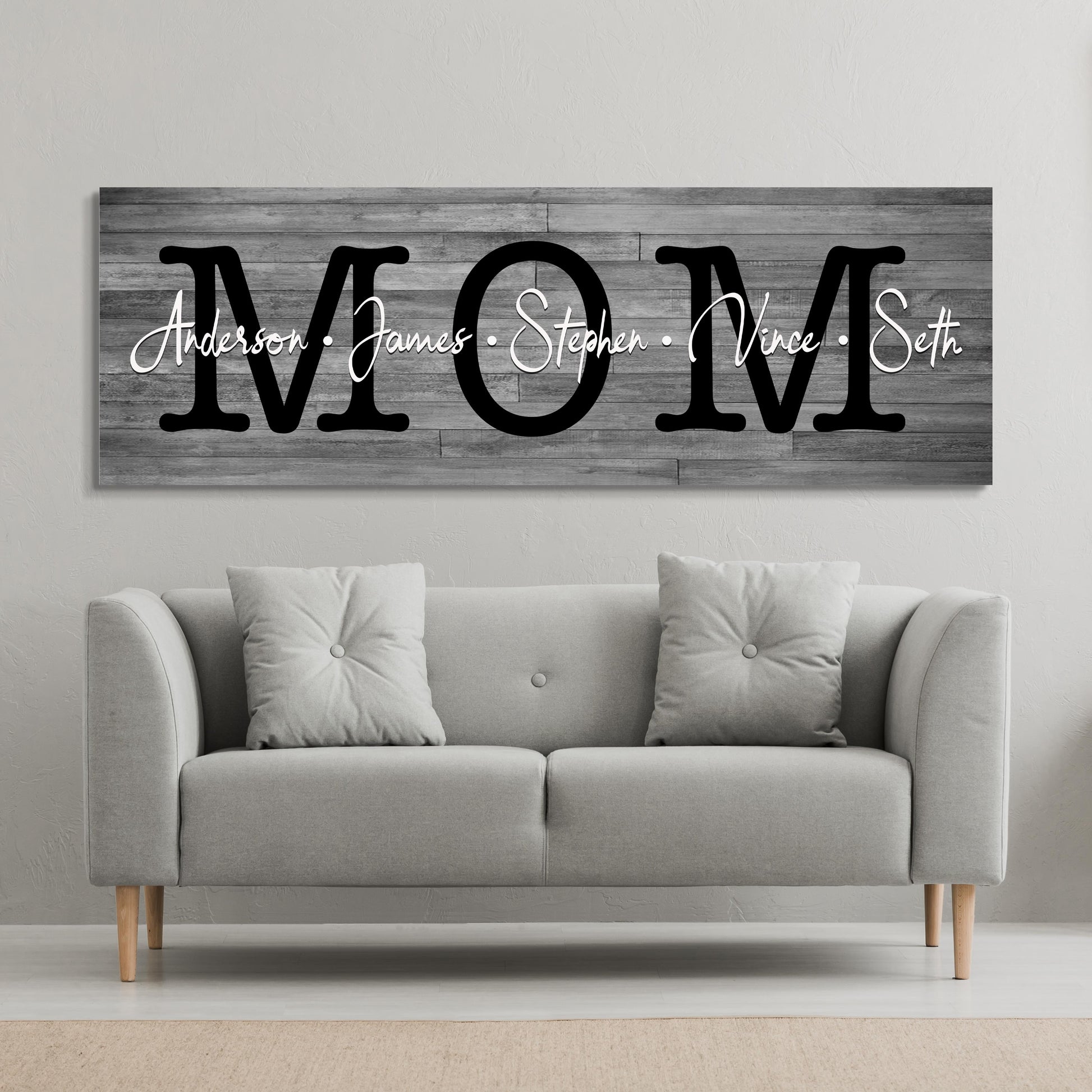 Mom And Kids Name Mother's Day Sign Style 2 - Image by Tailored Canvases