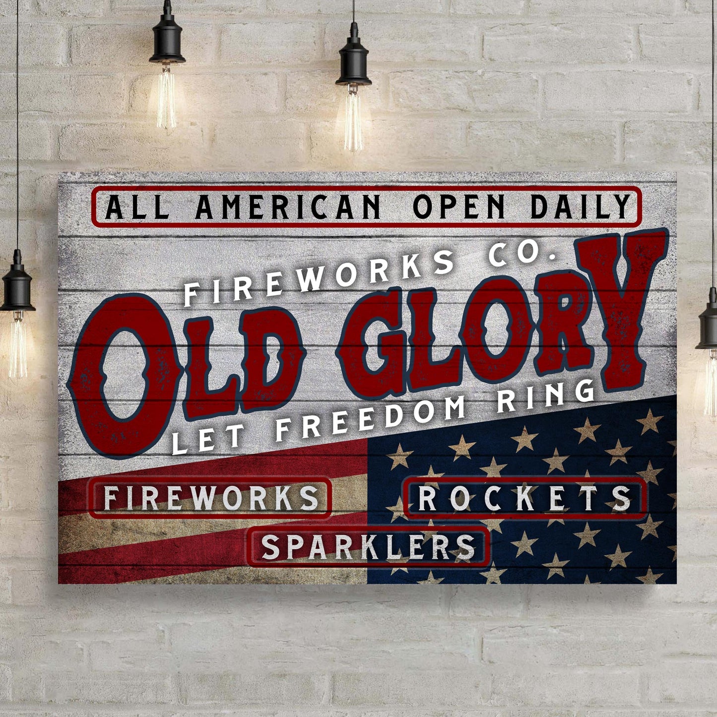 Old Glory Fireworks Co. Sign Style 2 - Image by Tailored Canvases