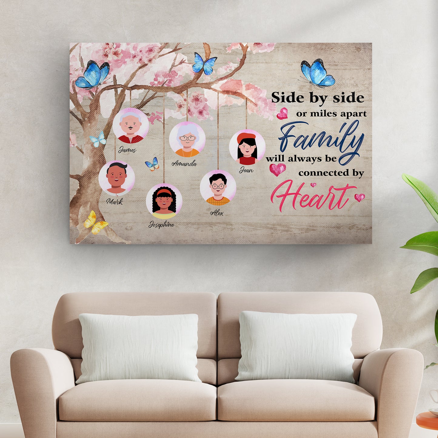 Family Will Always Be Connected By Heart Sign Style 1 - Image by Tailored Canvases
